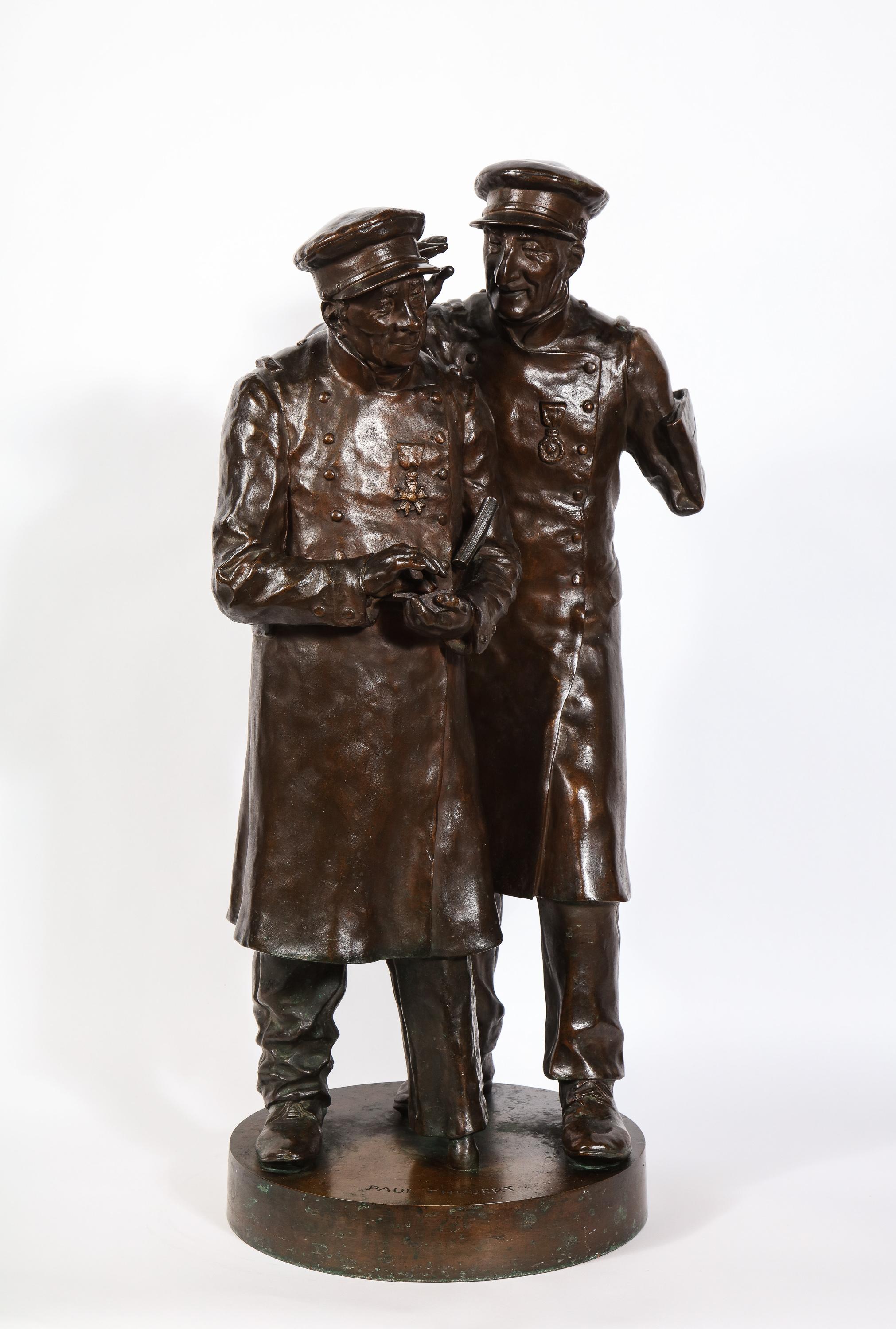 Paul Thubert 'English, 19th Century' a Large Bronze Sculpture of War Veterans For Sale 12