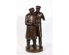 Paul Thubert 'English, 19th Century' a Large Bronze Sculpture of War Veterans