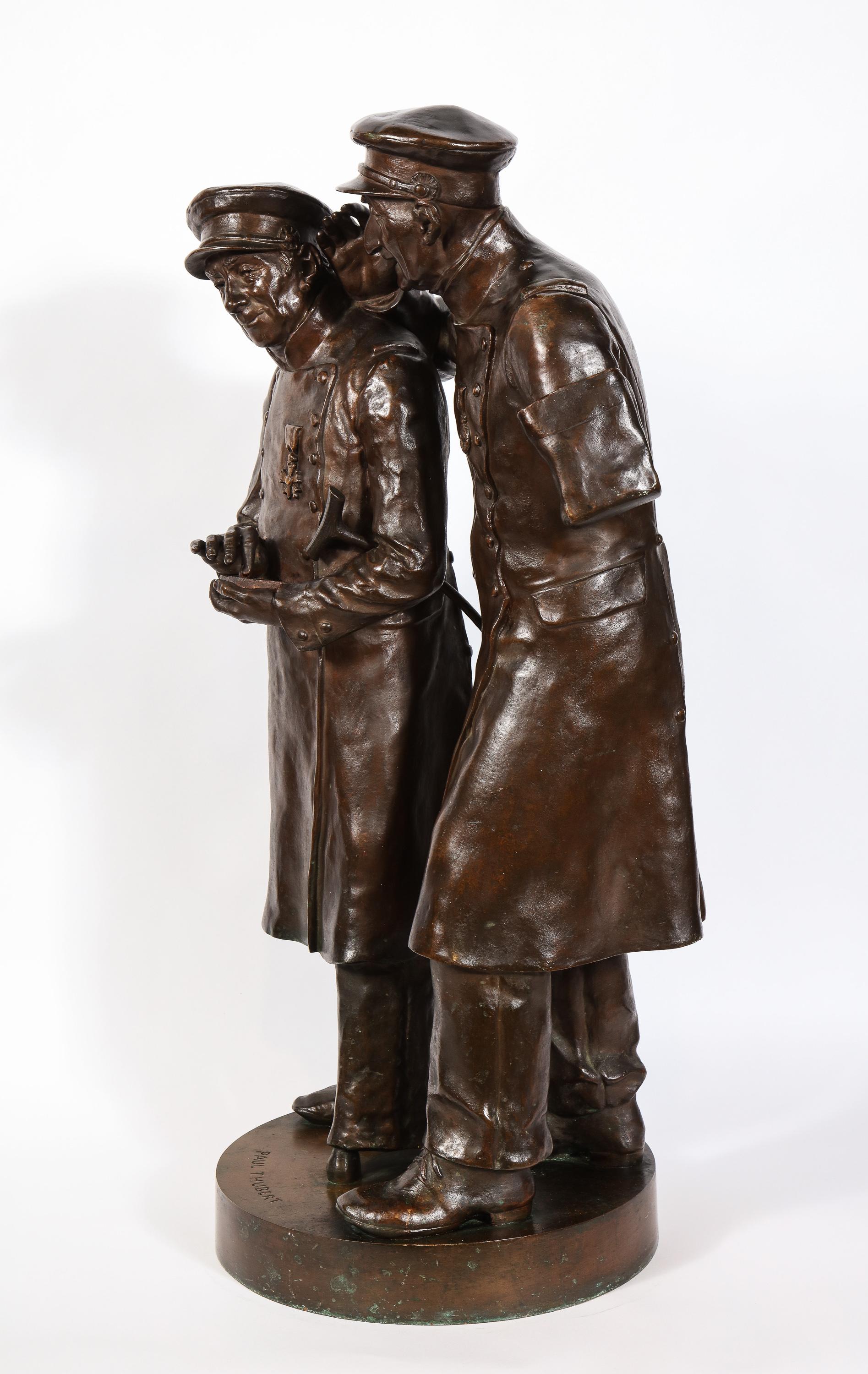 British Colonial Paul Thubert 'English, 19th Century' a Large Bronze Sculpture of War Veterans For Sale