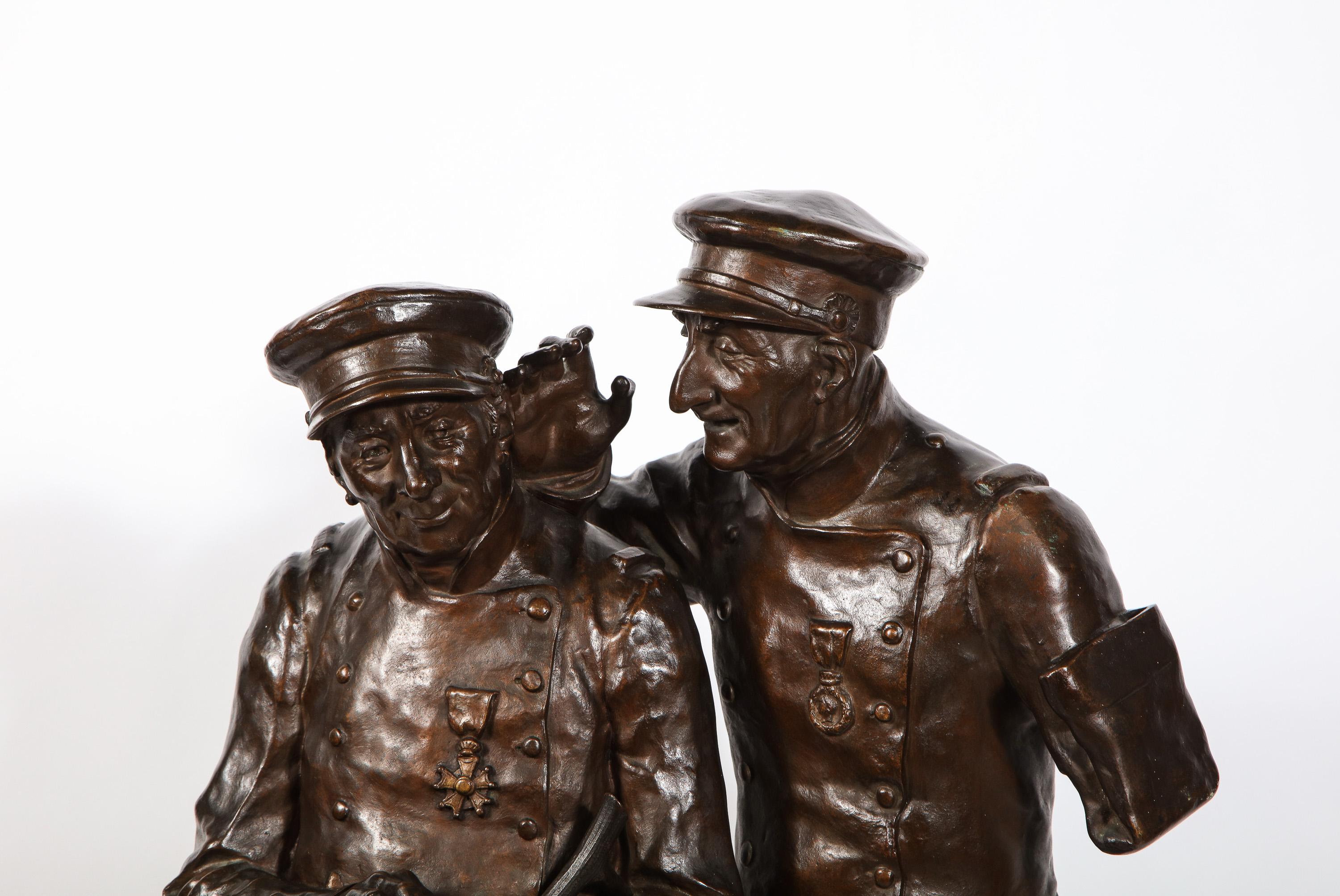 British Paul Thubert 'English, 19th Century' a Large Bronze Sculpture of War Veterans For Sale