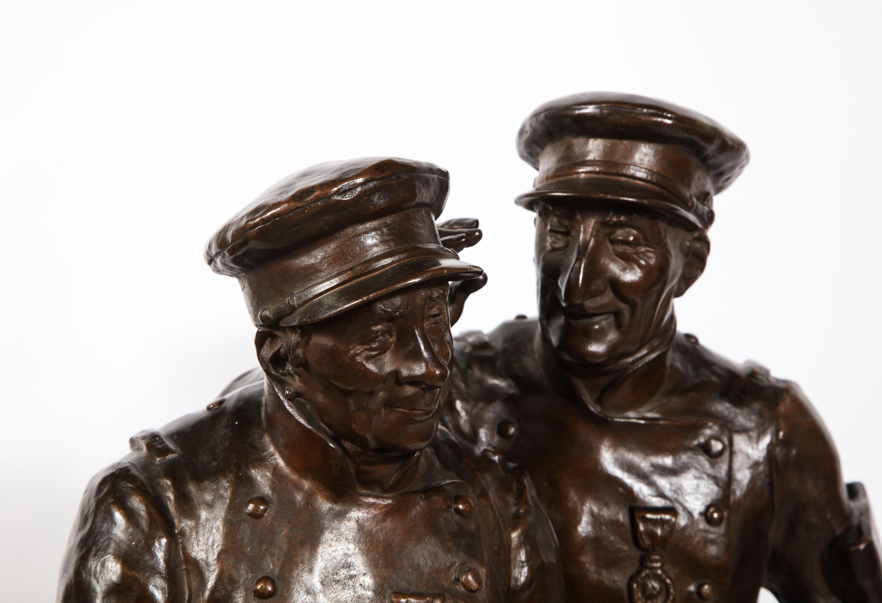 Paul Thubert „Englisch, 19. Jahrhundert“, eine große Bronzeskulptur von Kriegsveteranen im Angebot 2