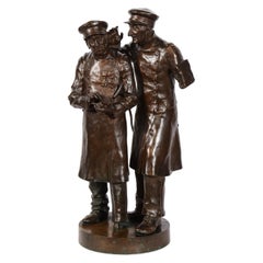 Antique Paul Thubert 'English, 19th Century' a Large Bronze Sculpture of War Veterans