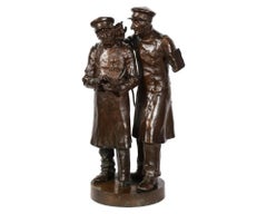 Paul Thubert 'English, 19th Century' a Large Bronze Sculpture of War Veterans