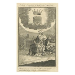 Antique Paul to Timothy Engraving – St. Paul Foretells Death & Martyrdom c.1735