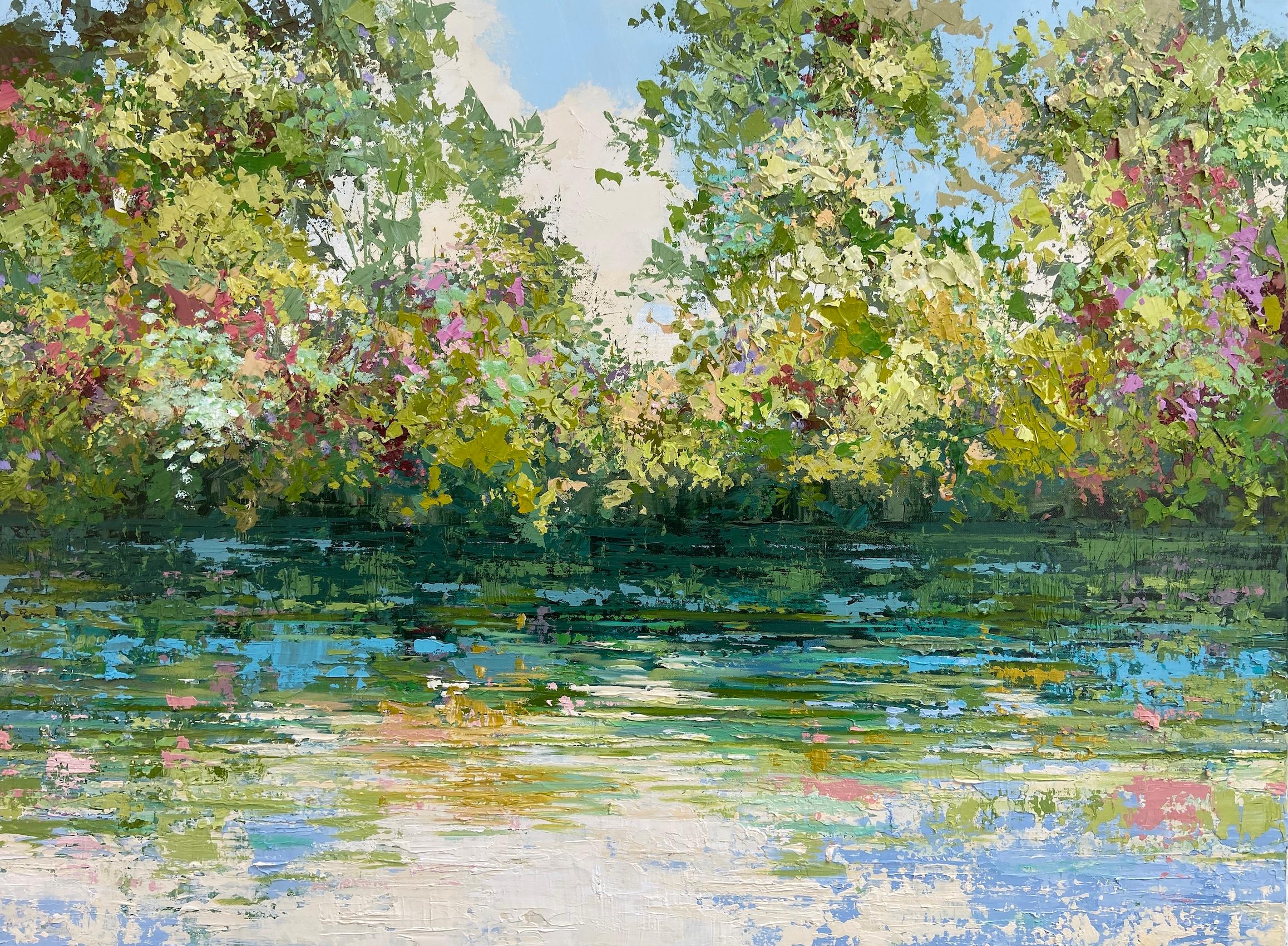 Mallard Green  - original realism landscape oil painting - contemporary artwork - Painting by Paul Treasure