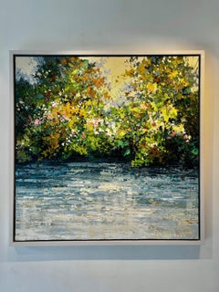 Deriva di alzavola  - pittura ad olio originale di paesaggio realistico - opera d'arte contemporanea