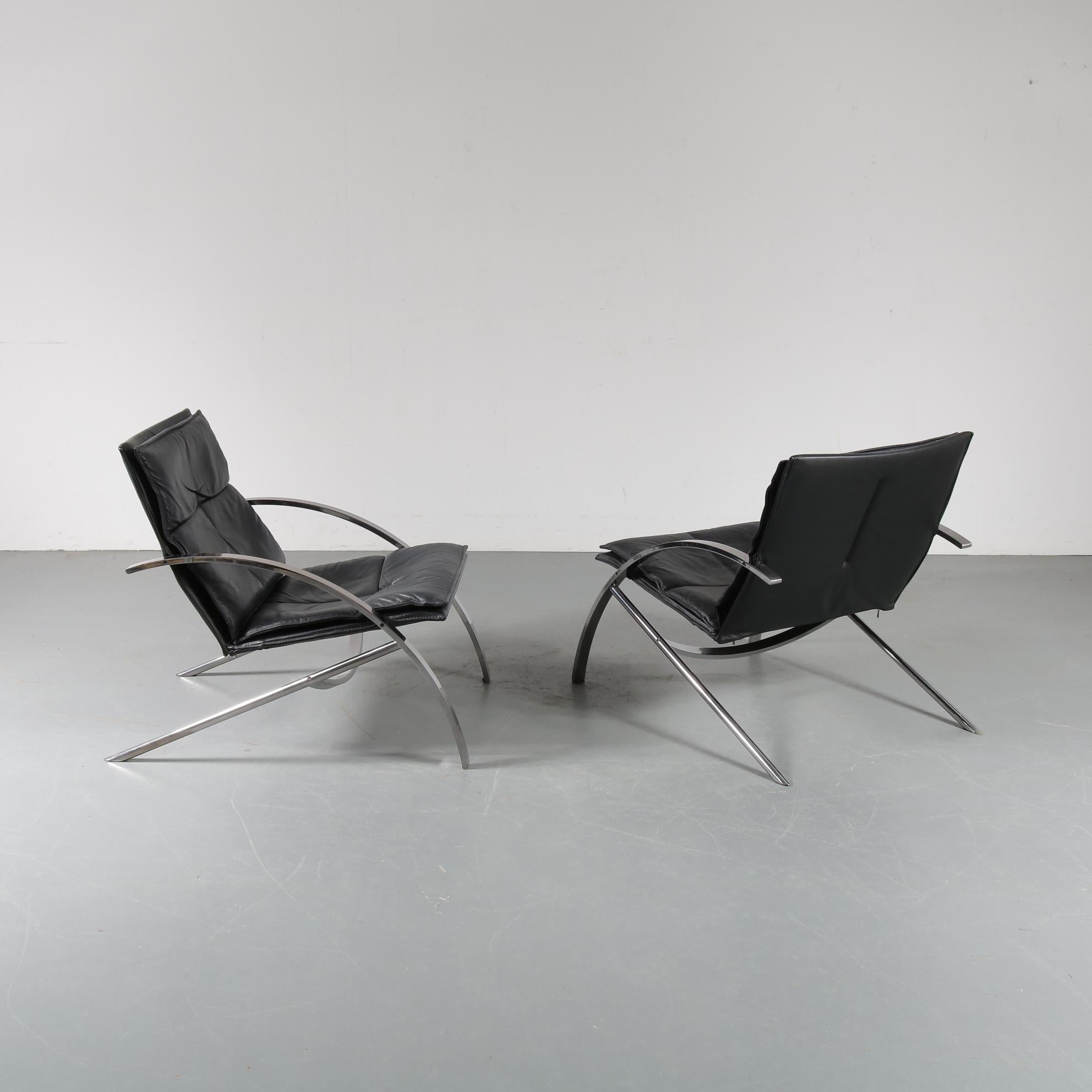 Mid-Century Modern Paul Tuttle “Arco” Chairs for Strässle, Switzerland, 1976