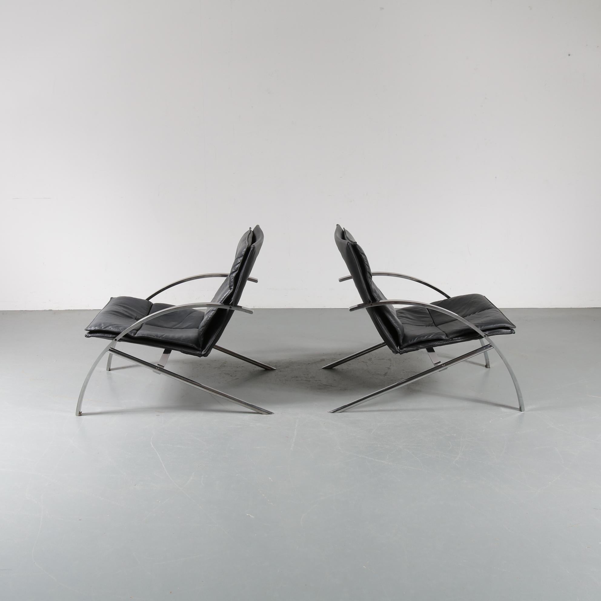 Plated Paul Tuttle “Arco” Chairs for Strässle, Switzerland, 1976