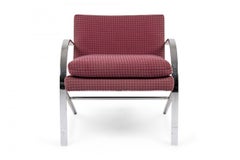 Paul Tuttle Sillón de salón / butaca "Arco" cromado y tapizado con motivos rojos