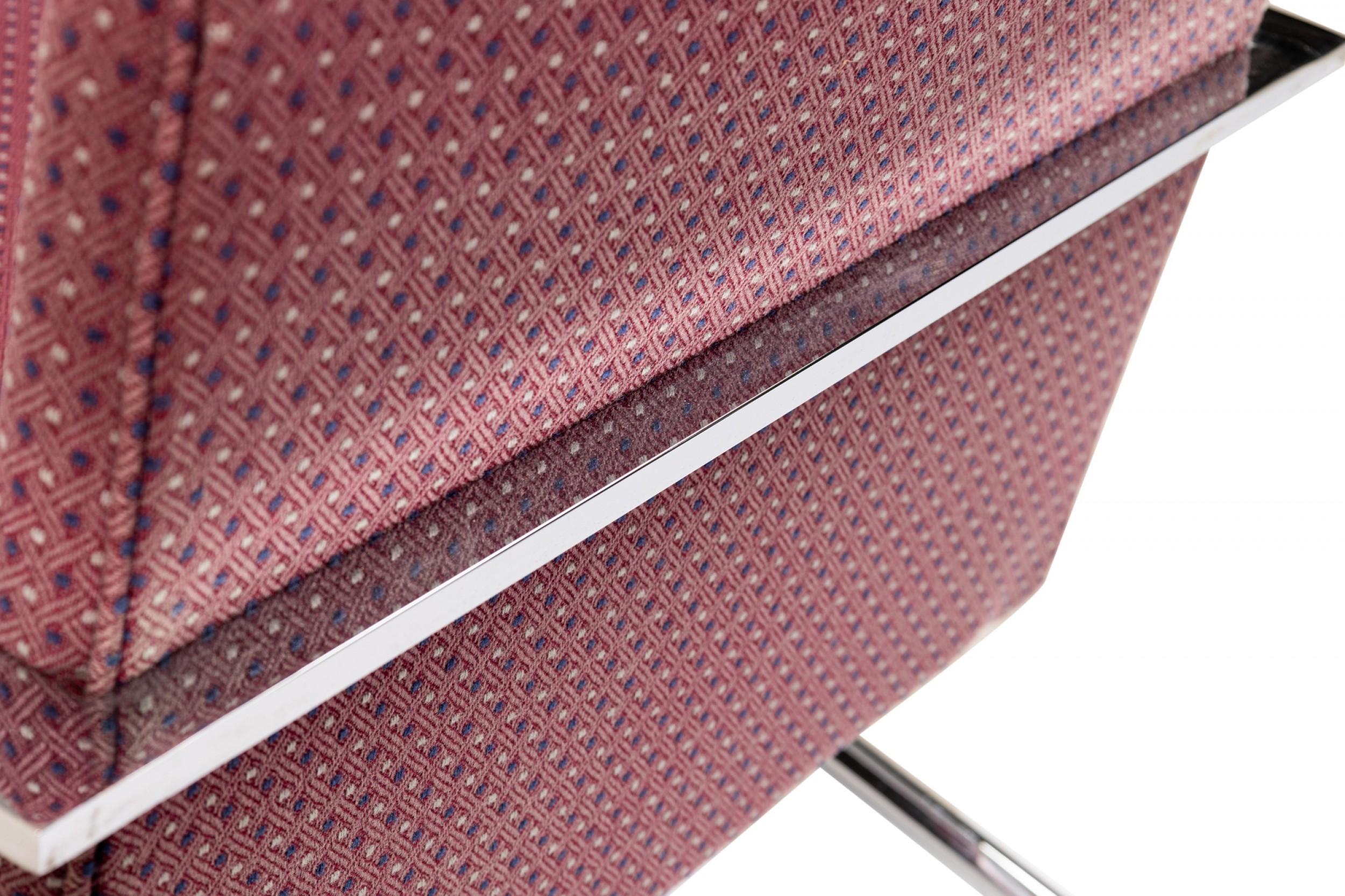 Métal Chaise longue / Fauteuil Paul Tuttle ''Arco'' en tissu d'ameublement chromé et à motifs rouges en vente