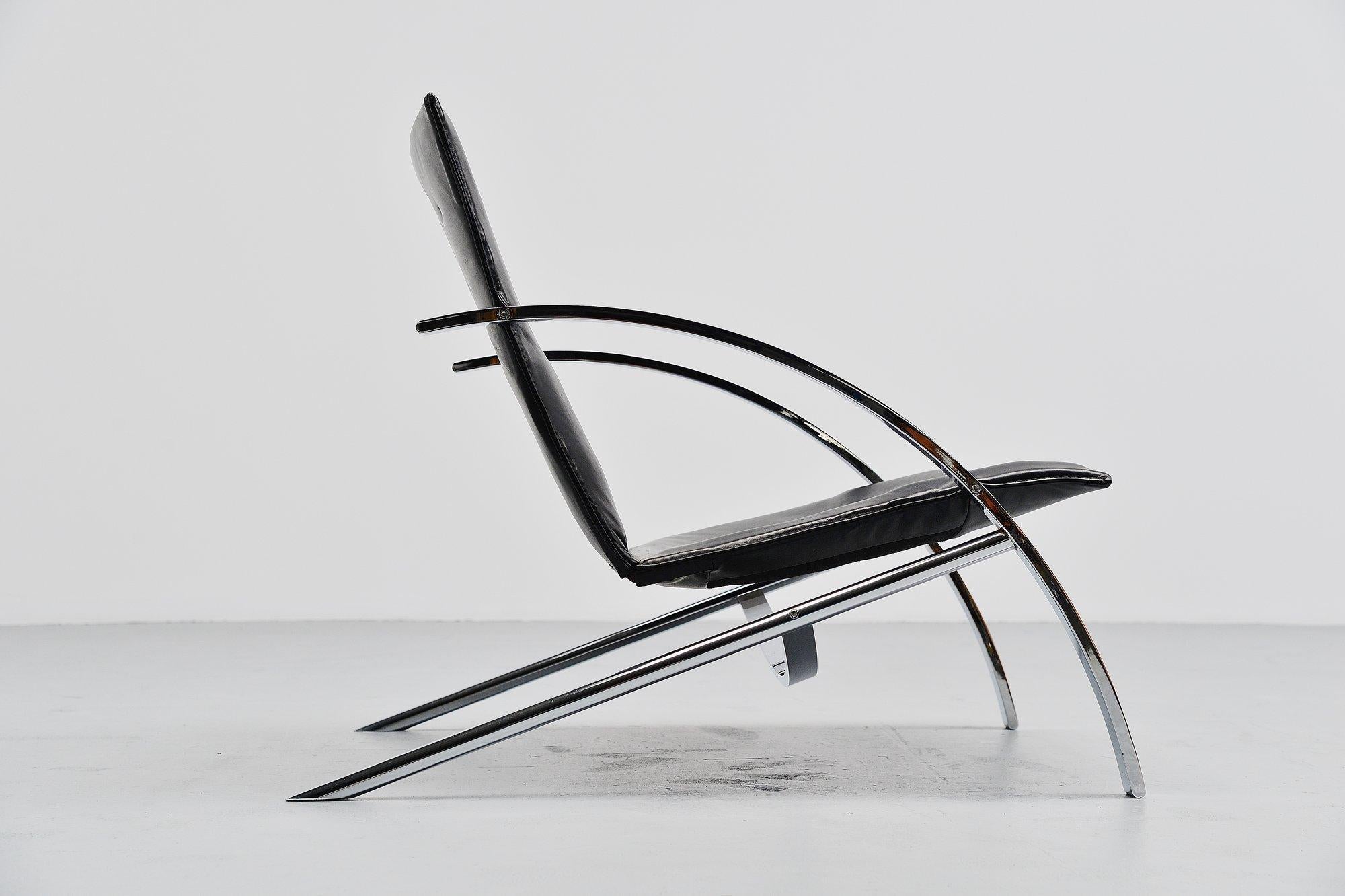 Leather Paul Tuttle Arco Lounge Chair Strassle Switzerland, 1976