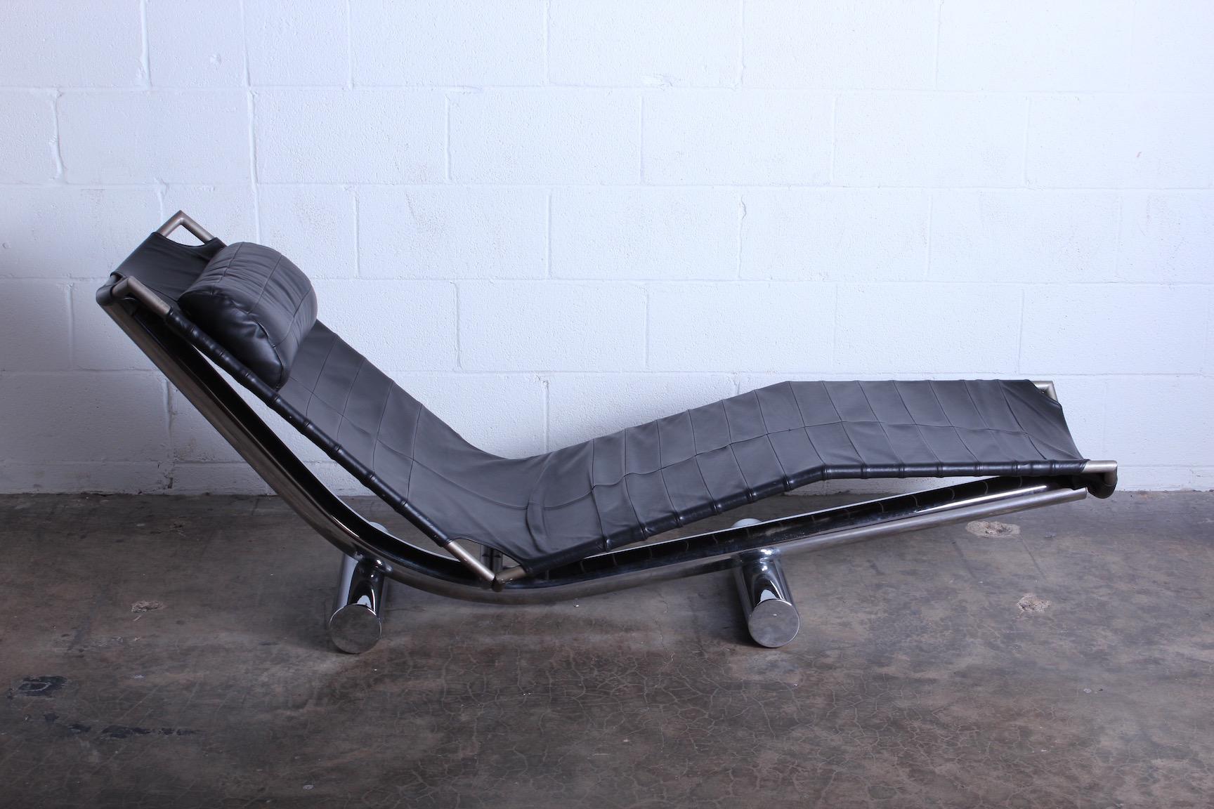 A leather Chariot chaise lounge designed by Paul Tuttle for Strässle International, 1972.
