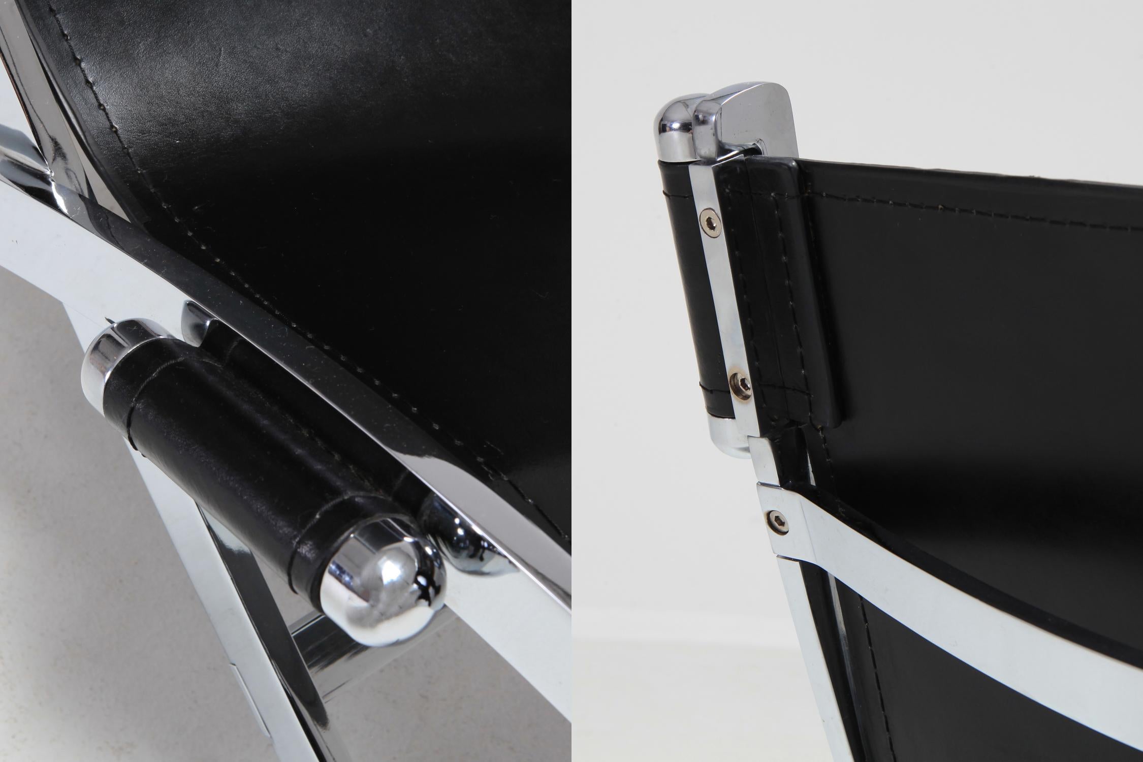 Paul Tuttle for Flexform lounge chair in chrome and black leather 1