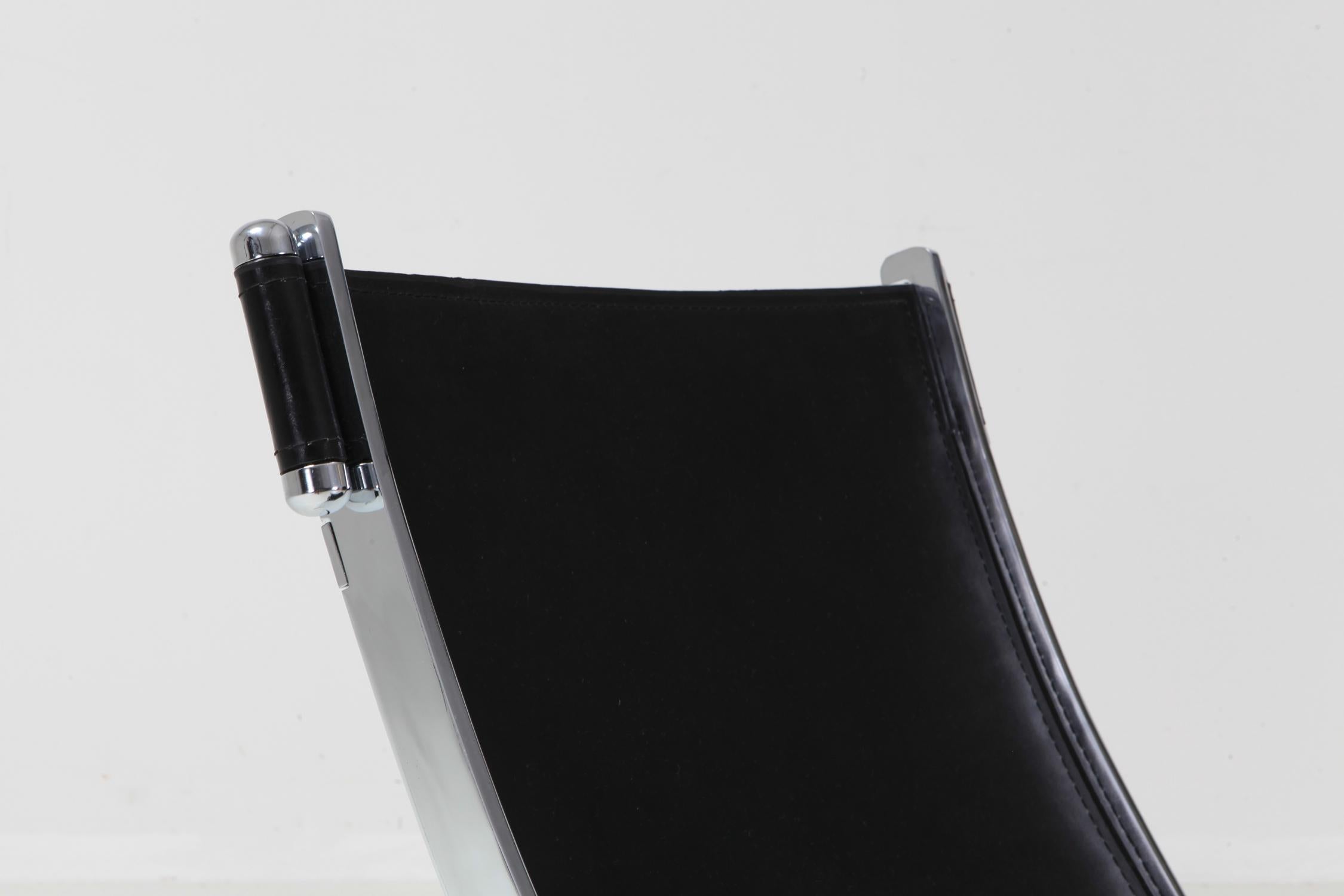 Paul Tuttle for Flexform lounge chair in chrome and black leather 2