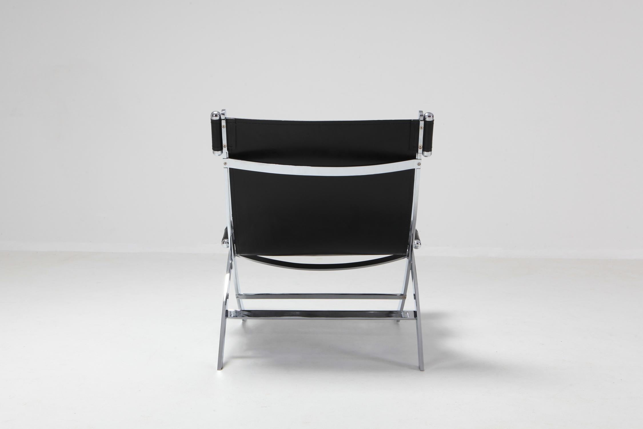 Post-Modern Paul Tuttle for Flexform lounge chair in chrome and black leather