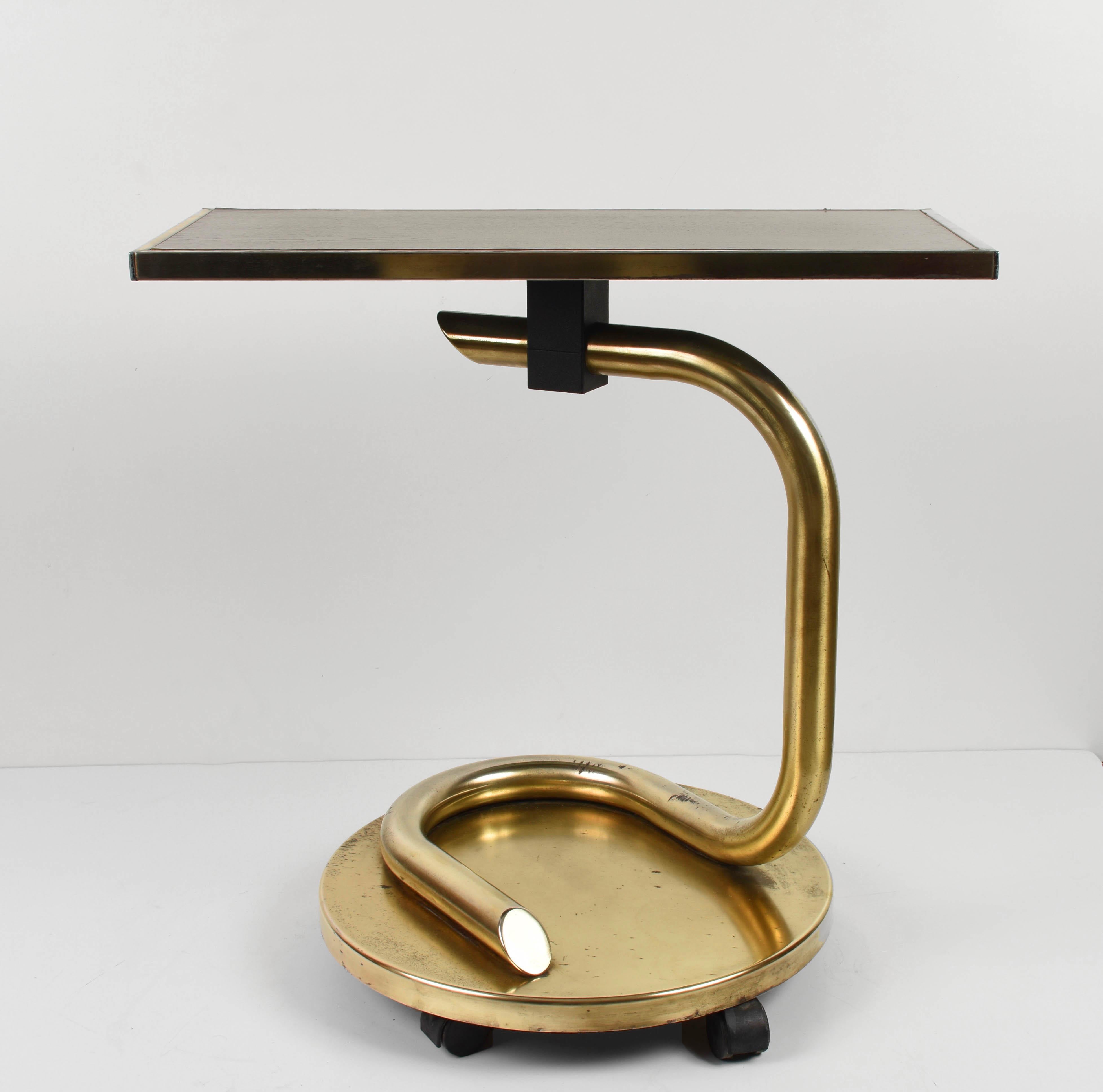 Paul Tuttle Mid-Century Modern Brass Revolving Tray Top Anaconda Side Table 6