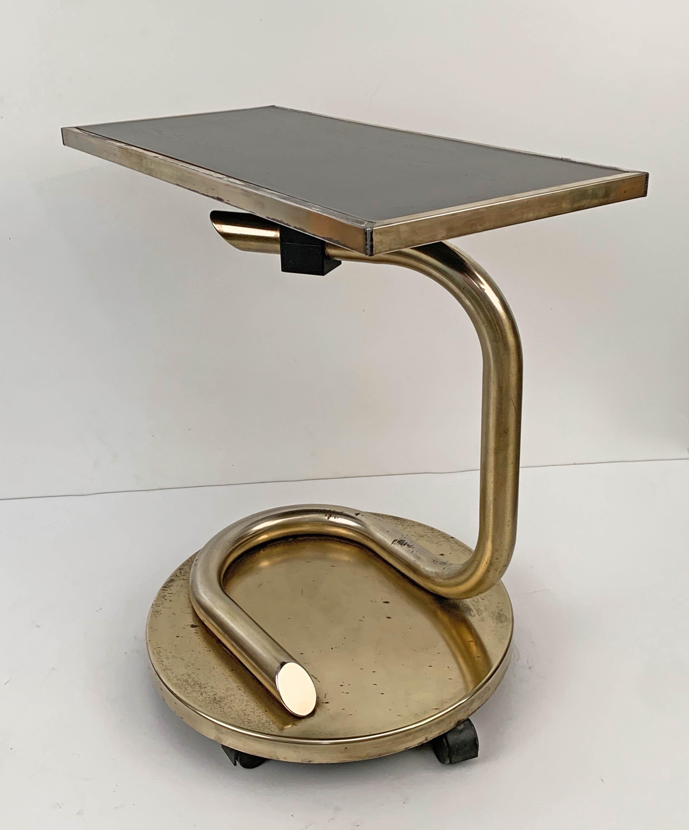 Paul Tuttle Mid-Century Modern Brass Revolving Tray Top Anaconda Side Table 7