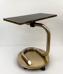 Paul Tuttle Mid-Century Modern Brass Revolving Tray Top Anaconda Side Table