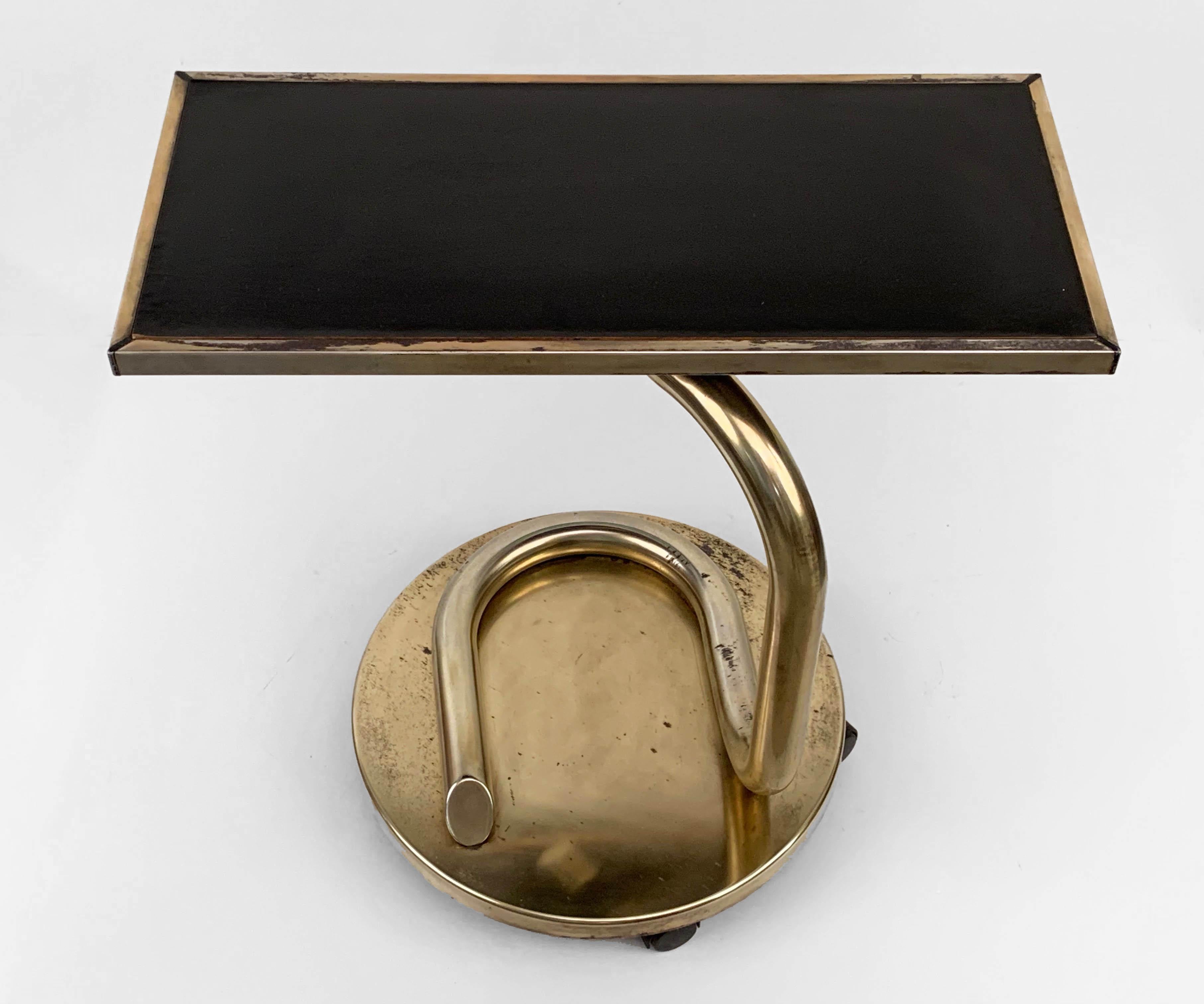American Paul Tuttle Mid-Century Modern Brass Revolving Tray Top Anaconda Side Table