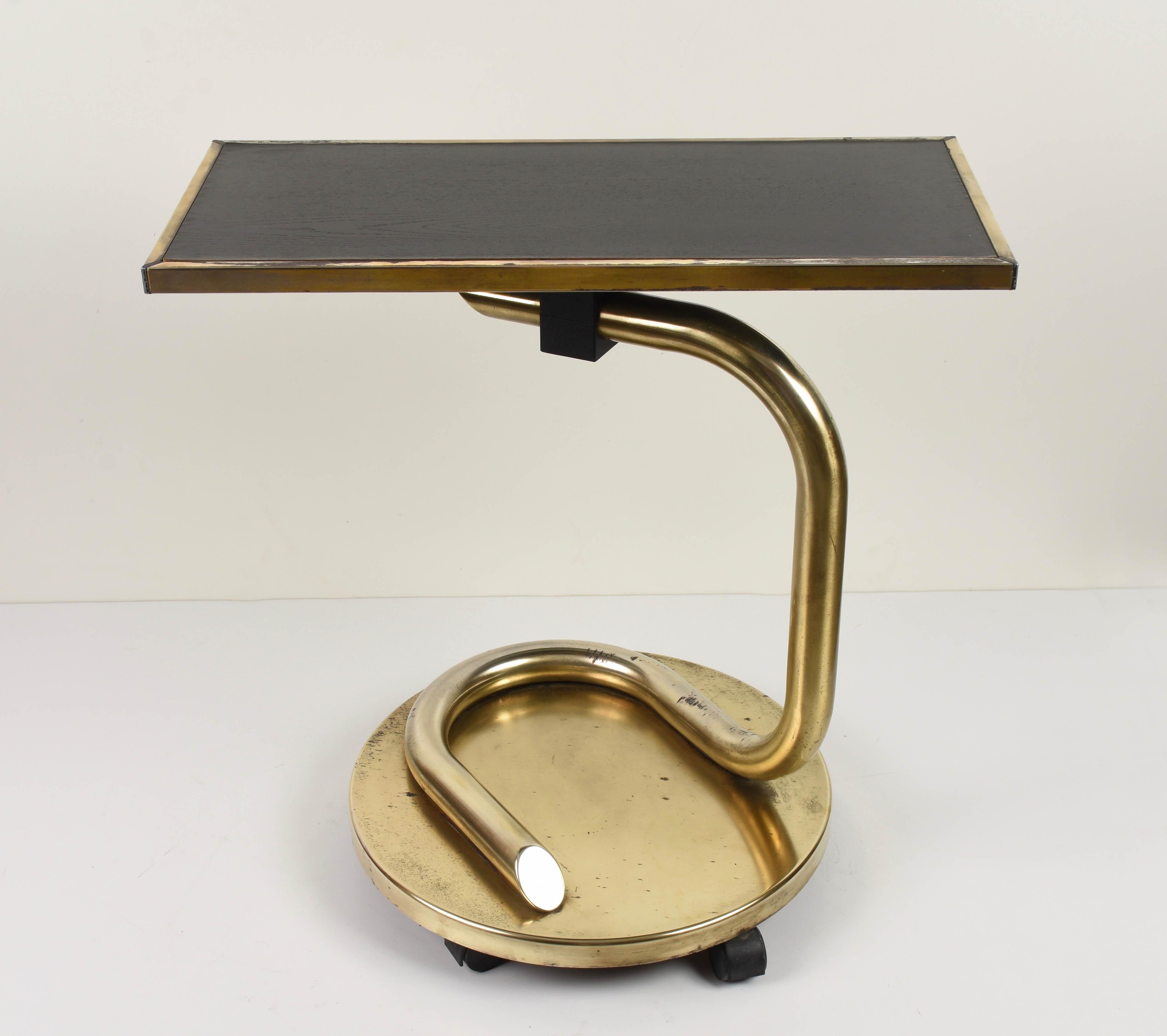 Paul Tuttle Mid-Century Modern Brass Revolving Tray Top Anaconda Side Table 3