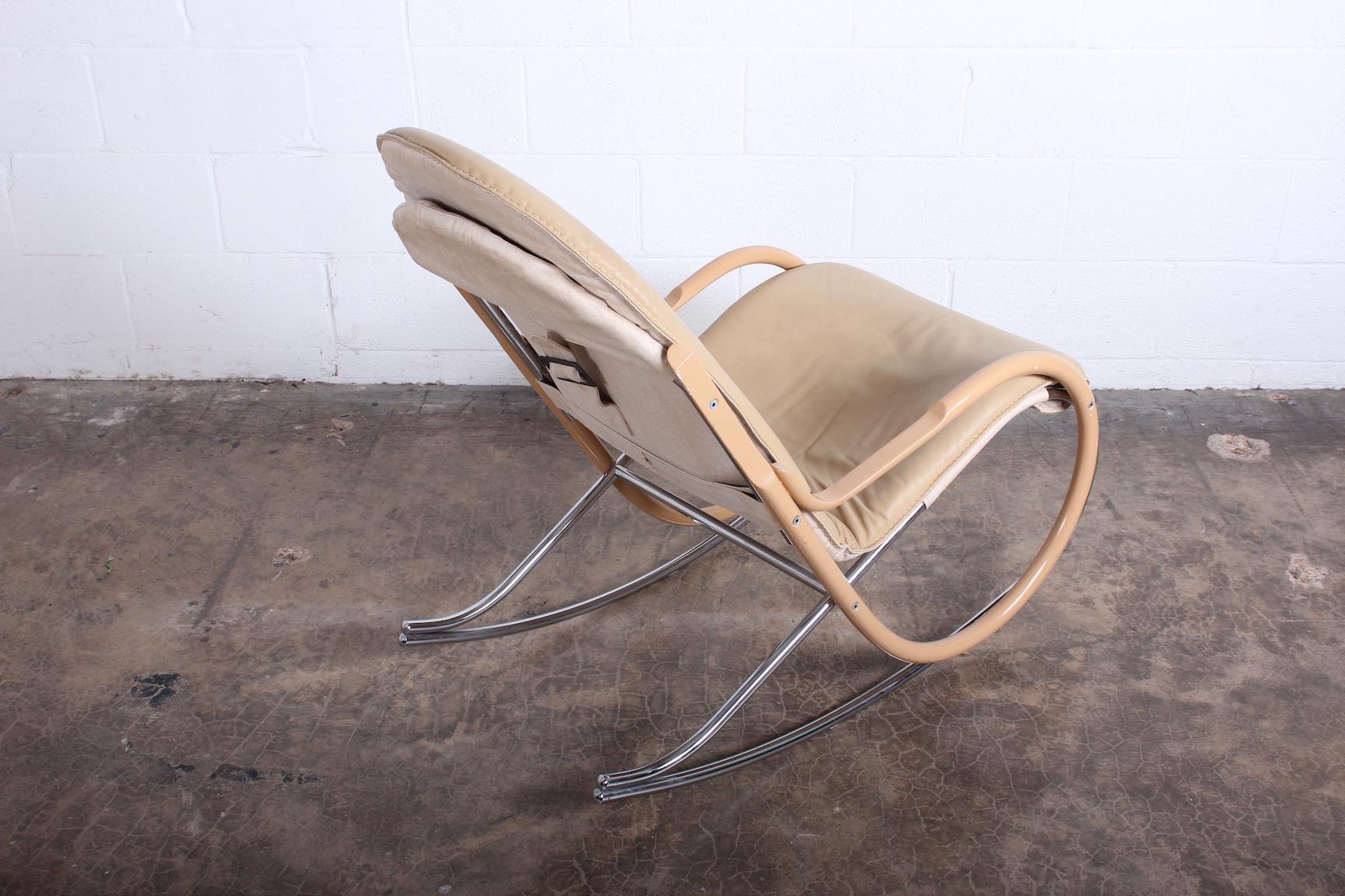 Leather Paul Tuttle 'Nonna' Rocking Chair For Sale