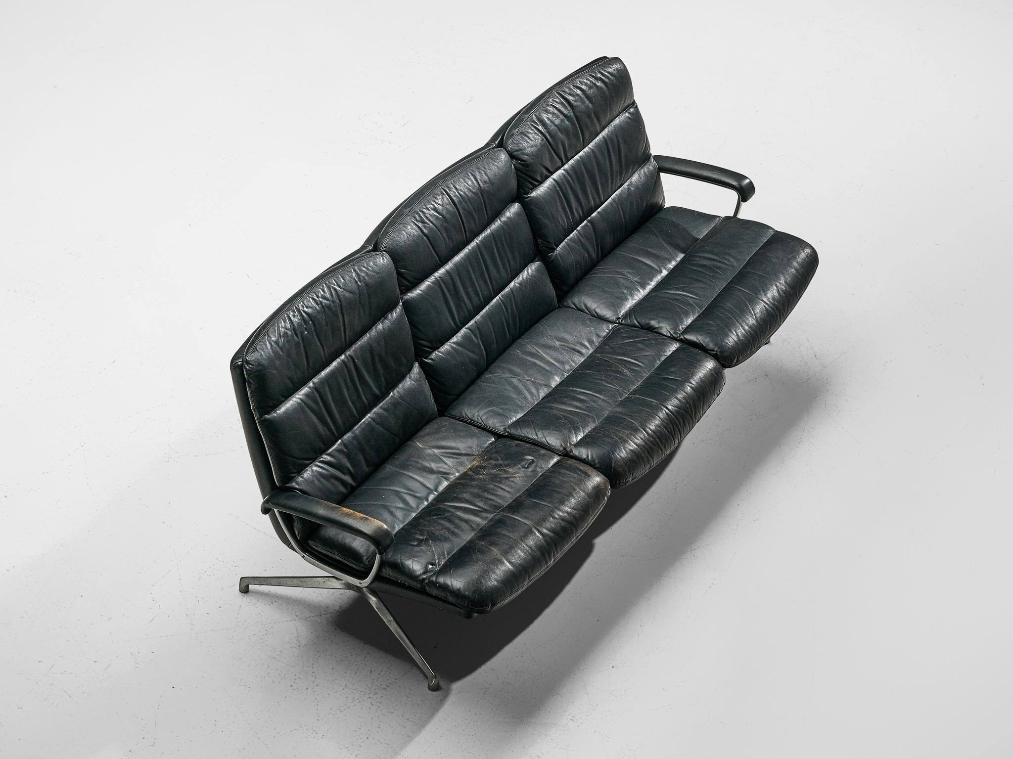 Paul Tuttle Sofa in Black Leather In Good Condition In Waalwijk, NL