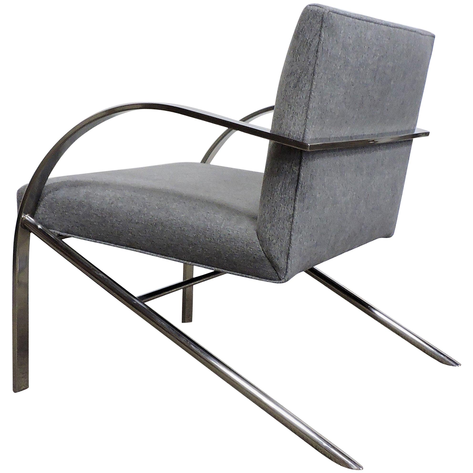 Paul Tuttle Style Arco Mid-Century Modern Chrome Lounge Chair by Bernhardt