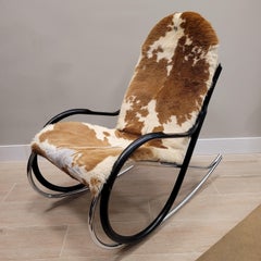 Paul Tuttle Swiss  Rocking chair cowleather steel black wood