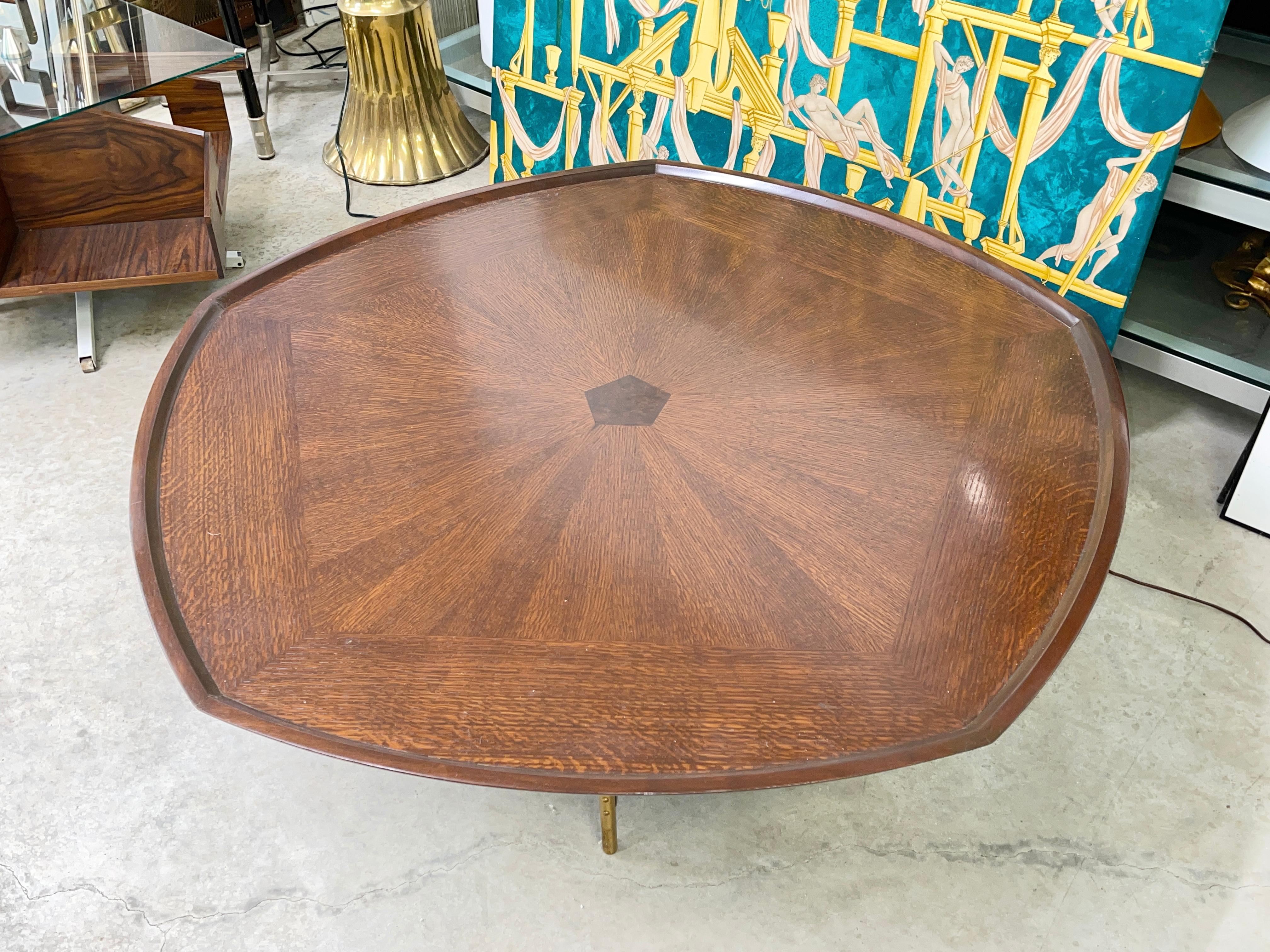 Very rare Mid-Century Modern large-scale pentagonal starburst coffee table designed by Paul Tuttle and Winsor White, circa 1960. 
This table was a limited edition production piece by Baker Furniture from the 