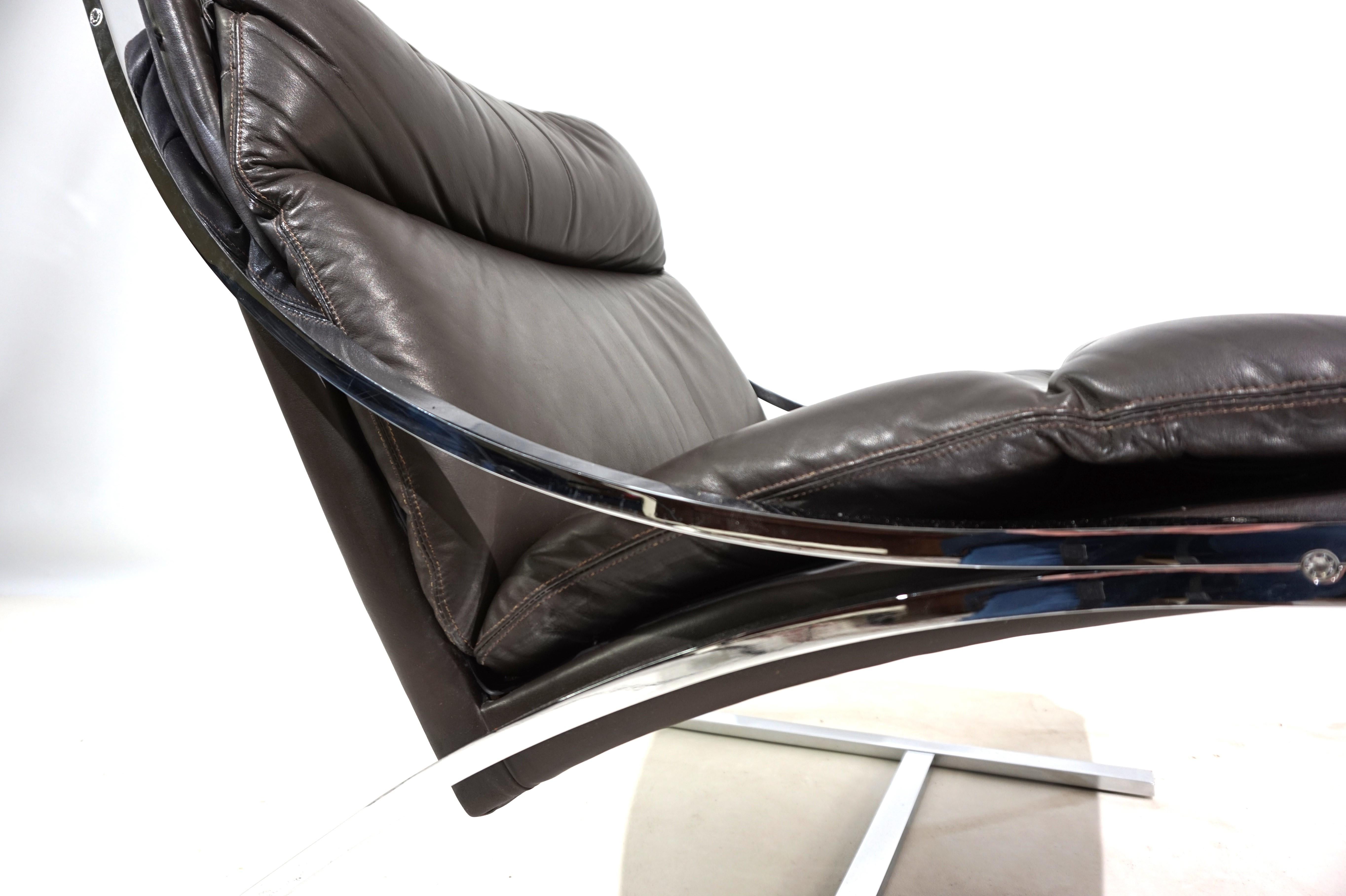 Paul Tuttle Zeta leather armchair for Strässle International For Sale 6