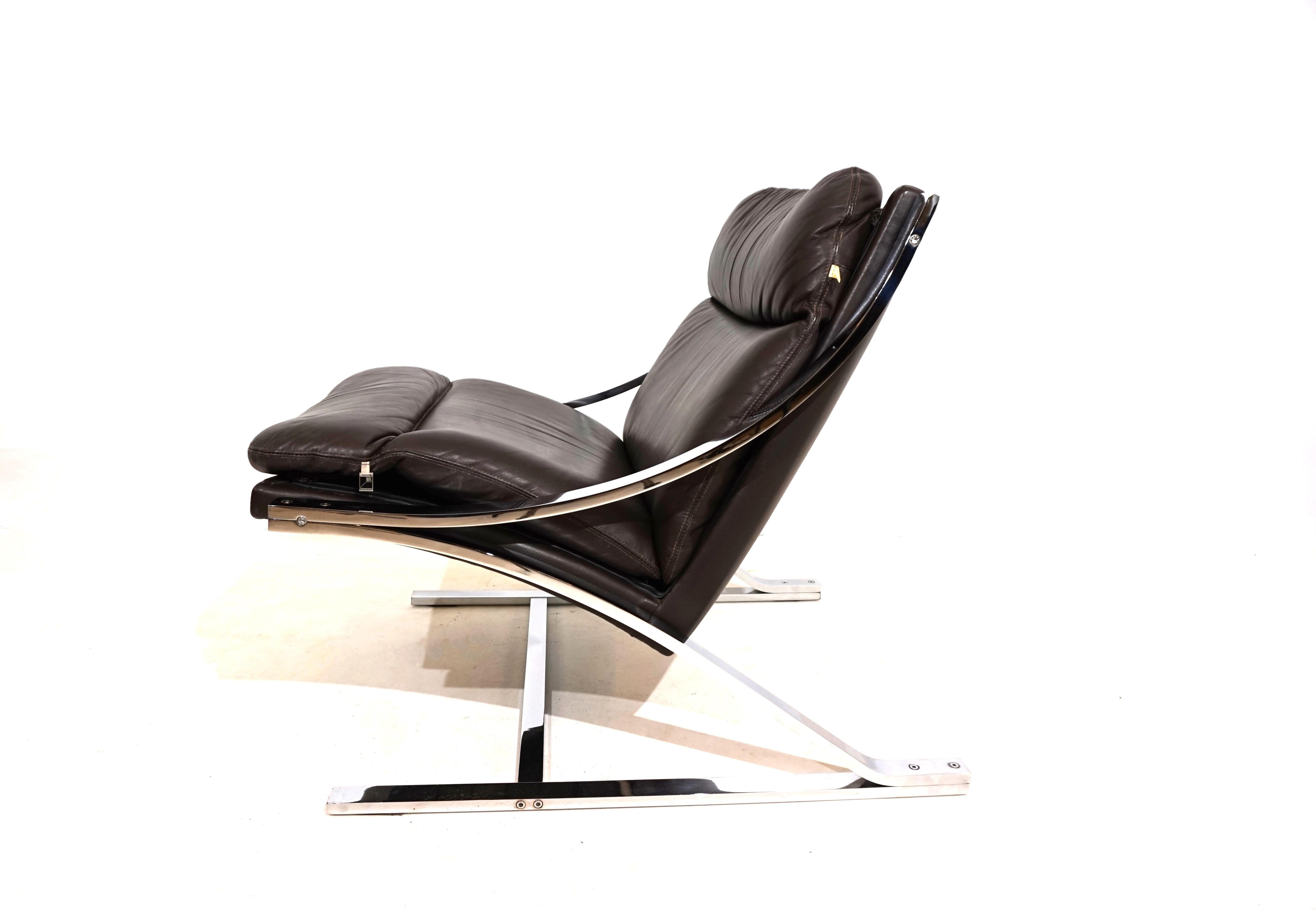 Mid-Century Modern Paul Tuttle Zeta leather armchair for Strässle International For Sale