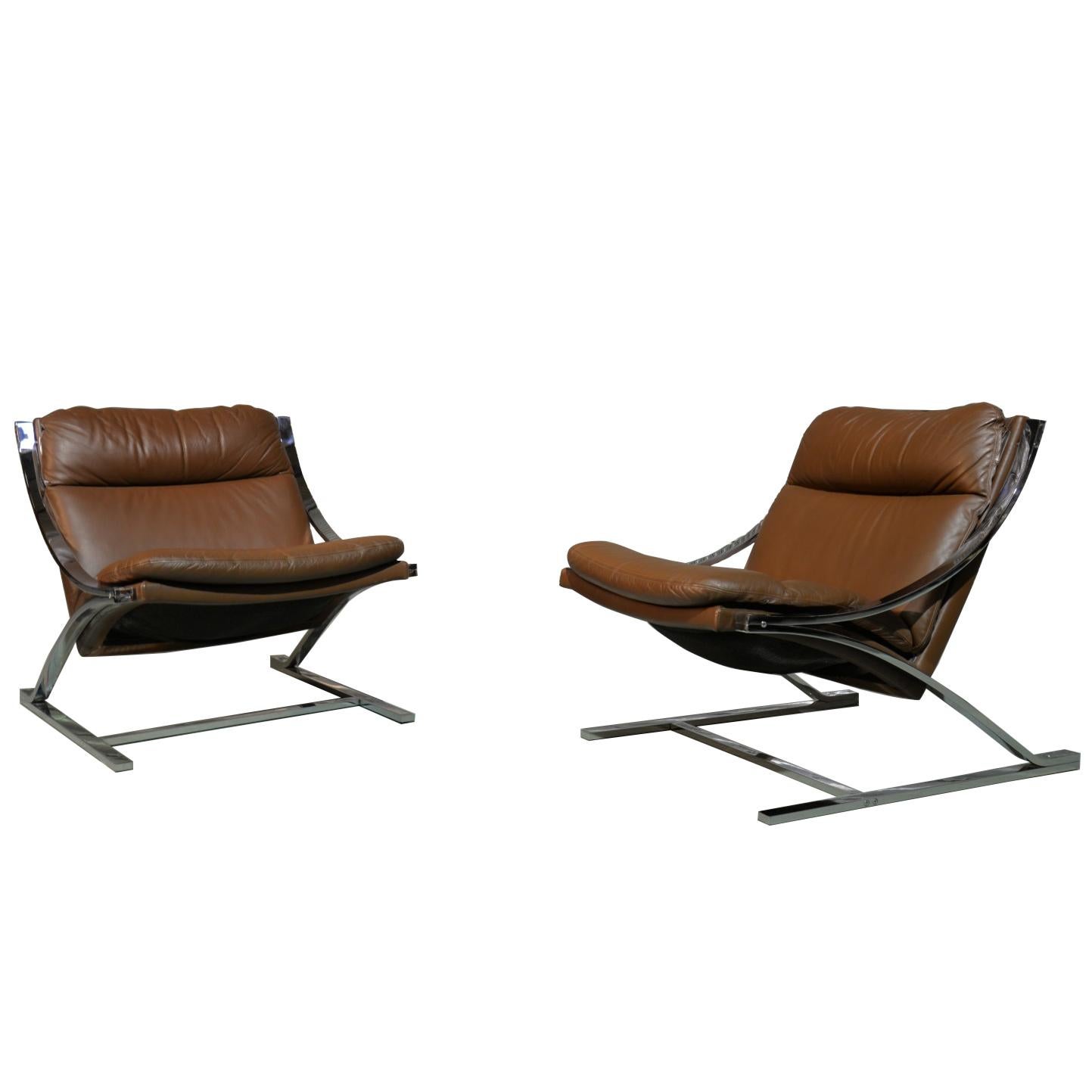 Paul Tuttle "Zeta" lounge chairs for Strassle of Switzerland, 1968 For Sale