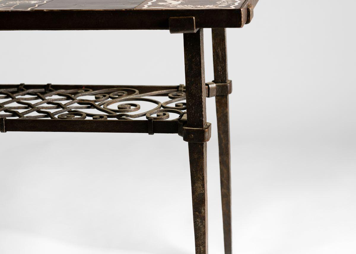 Paul Vera, Art Deco Table in Iron and Tile, France, 1946 In Good Condition For Sale In New York, NY