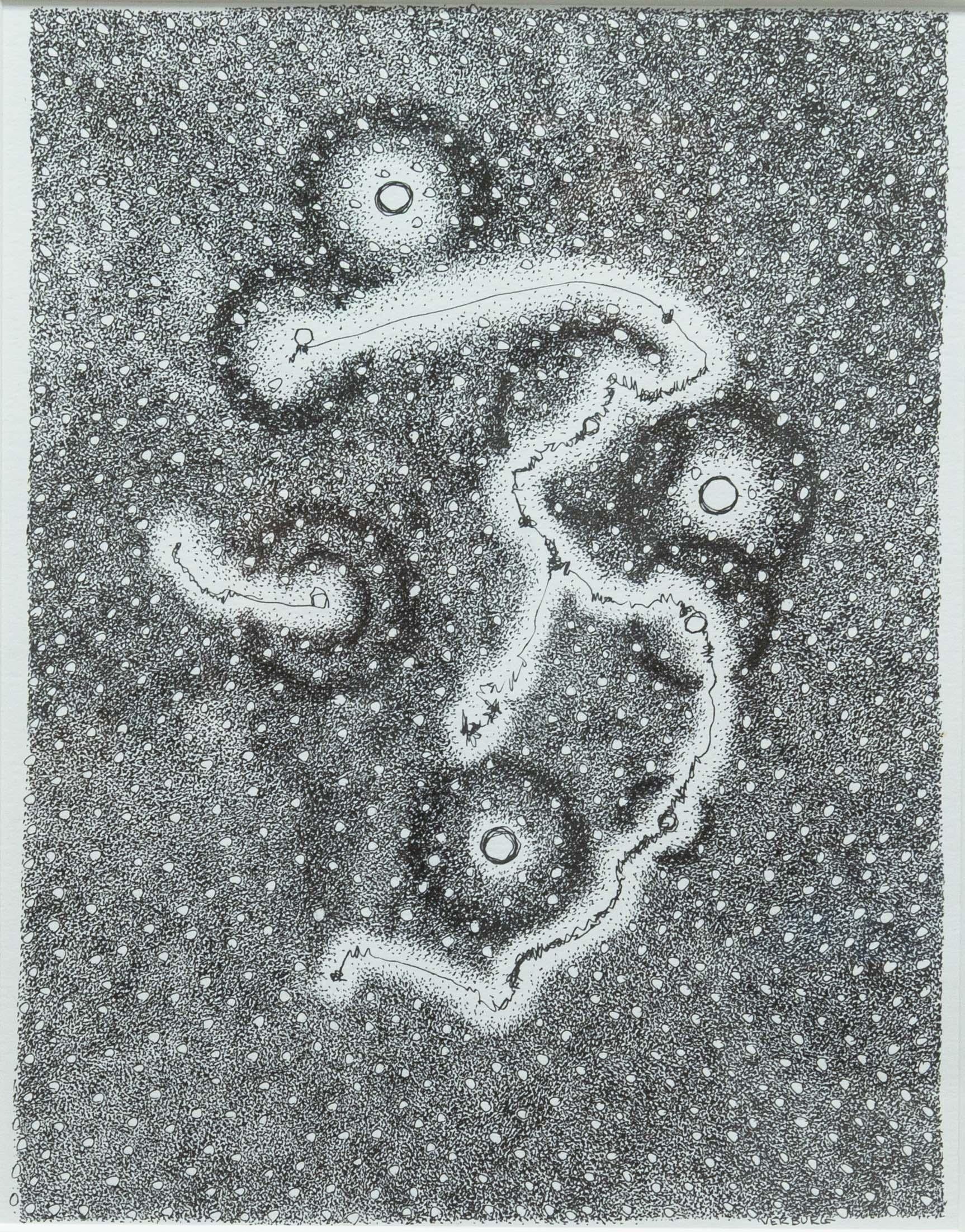 Minimalist Paul VerBurg 7/LCDSAR & R Signed Contemporary Modern Pen & Ink on Paper Framed For Sale