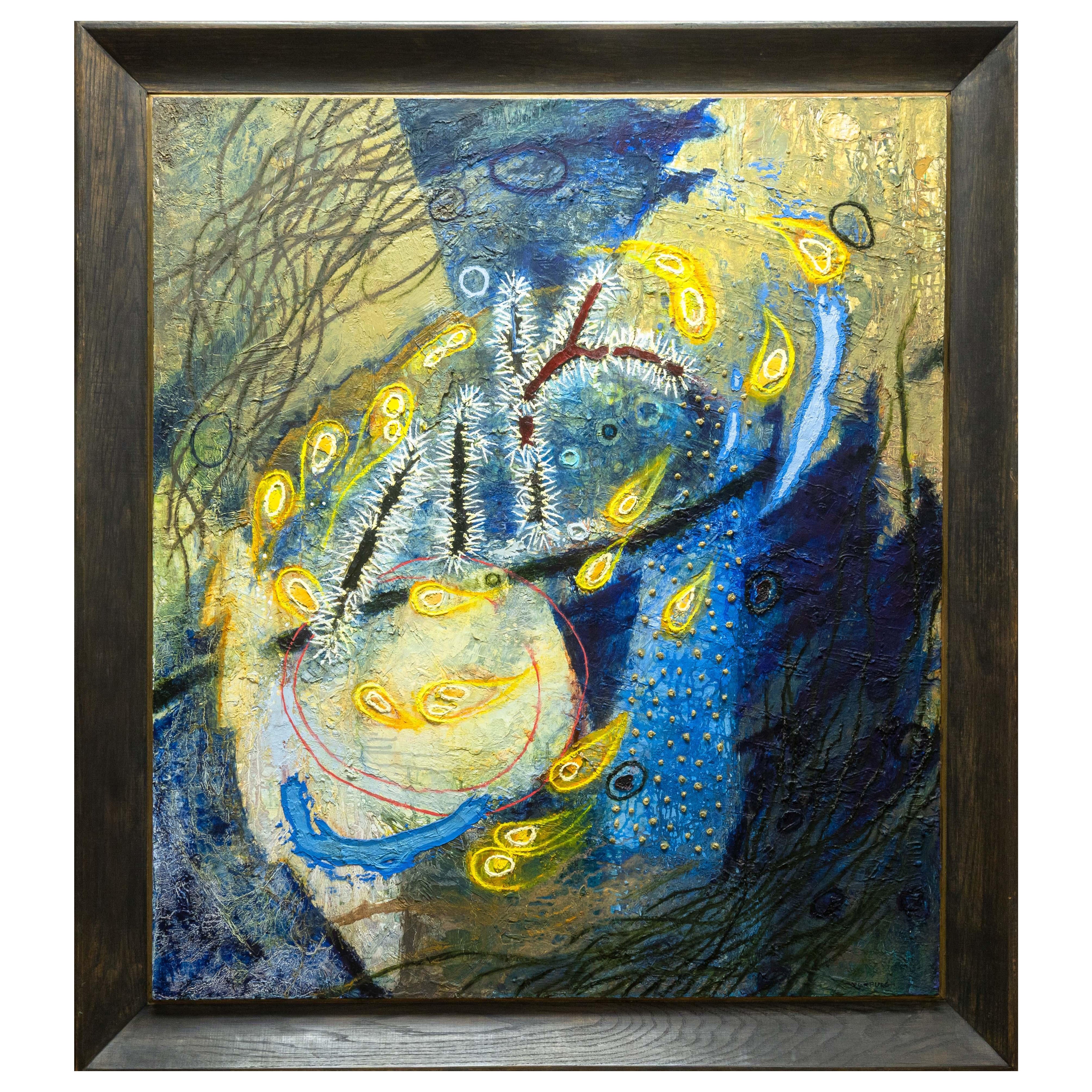 Paul VerBurg Ageless Peinture à l'huile abstraite contemporaine signée sur toile encadrée