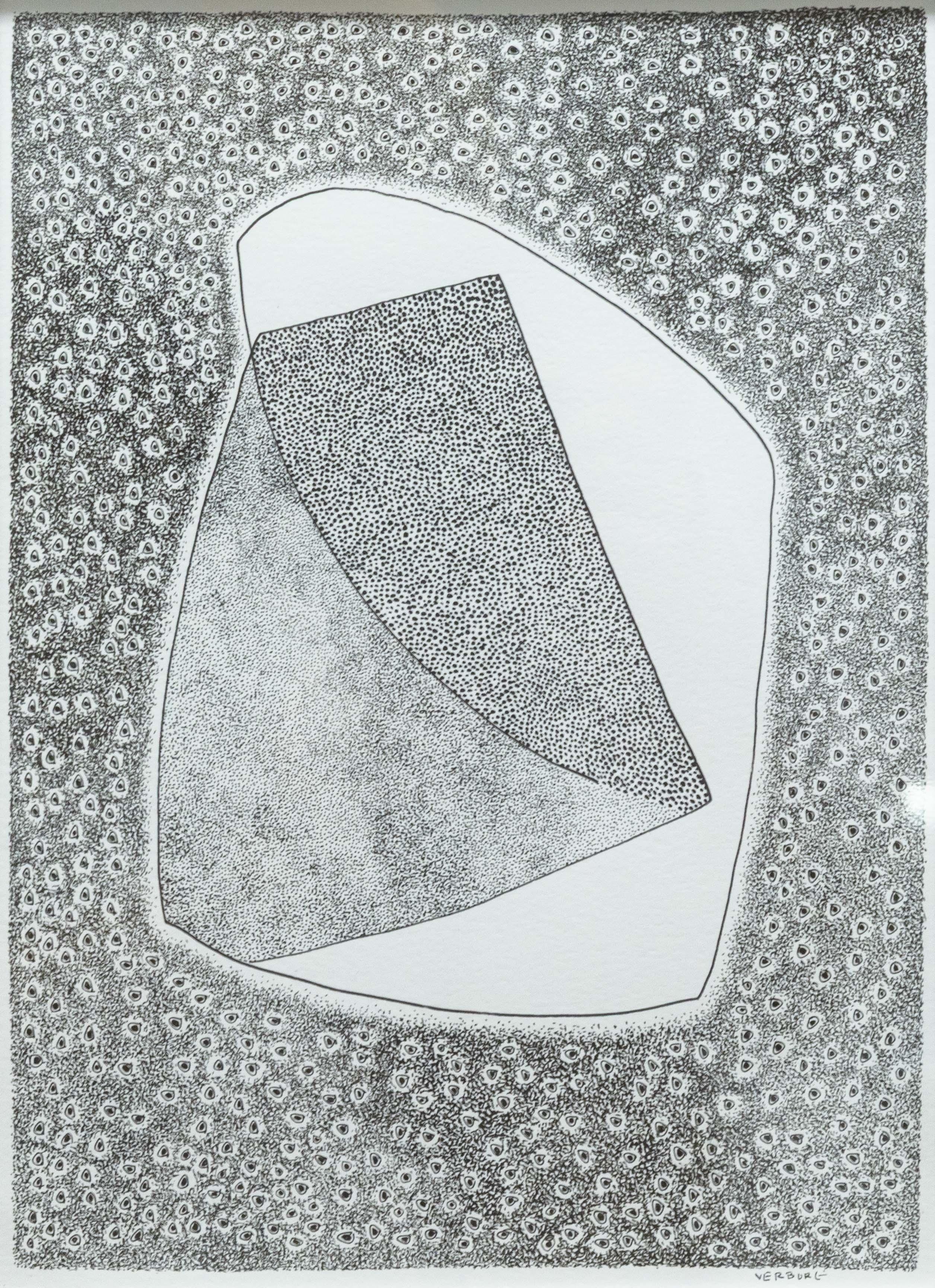Modern Paul VerBurg Signed Contemporary Memphis Pen & Ink Drawing on Paper Framed For Sale