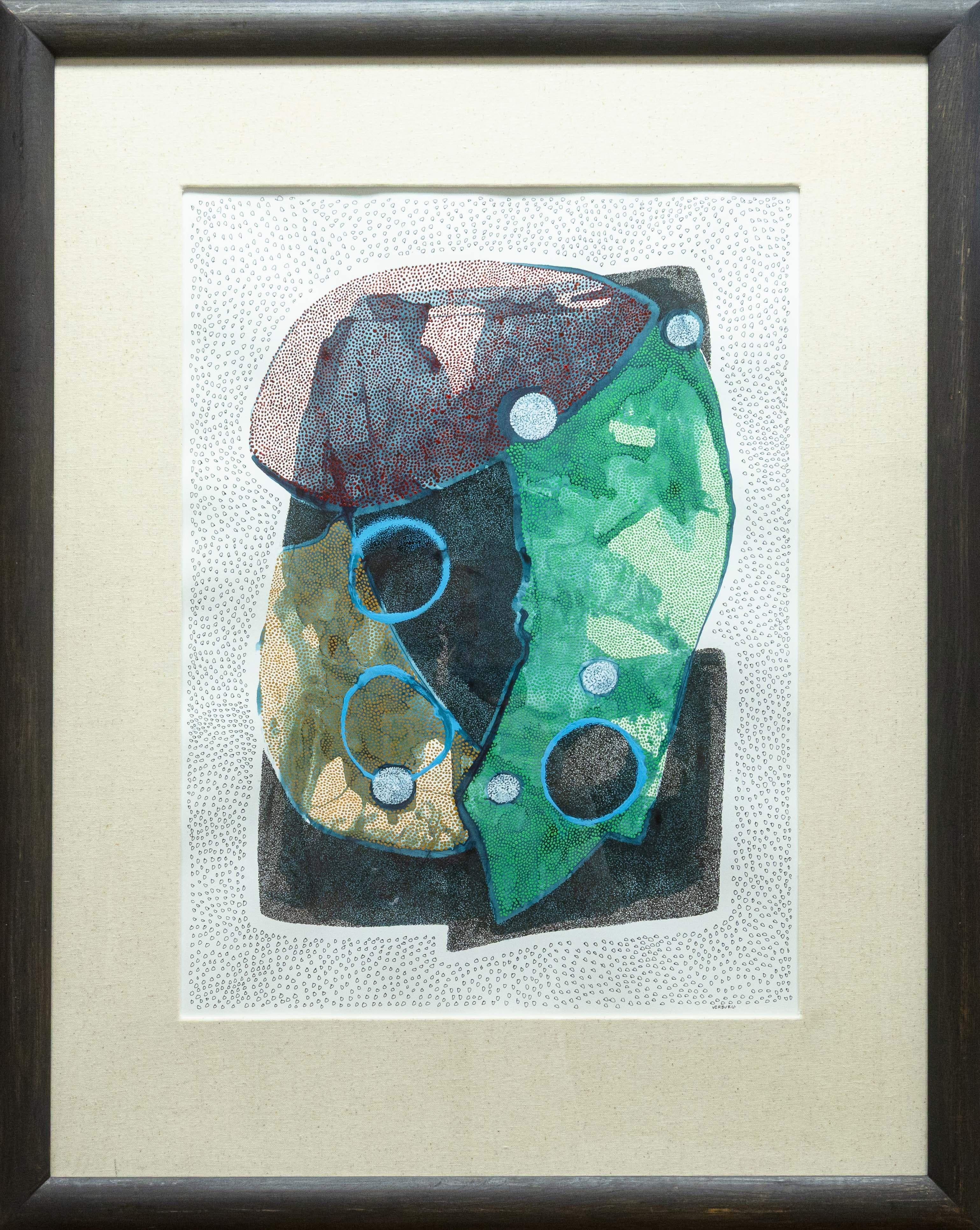 A contemporary abstract ink and watercolor wash titled 