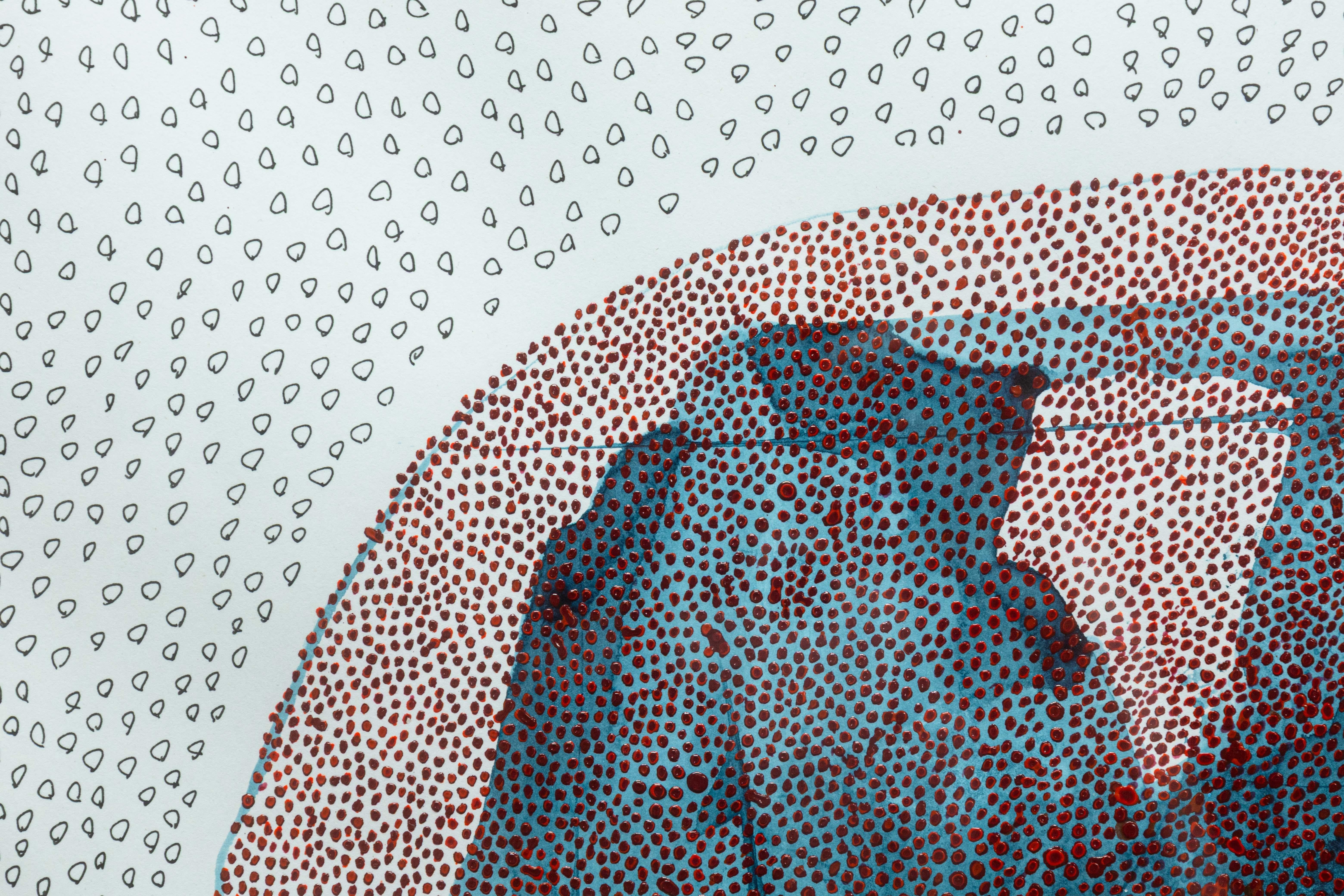 American Paul VerBurg Three and Five Signed Contemporary Pen and Wash on Paper Framed For Sale