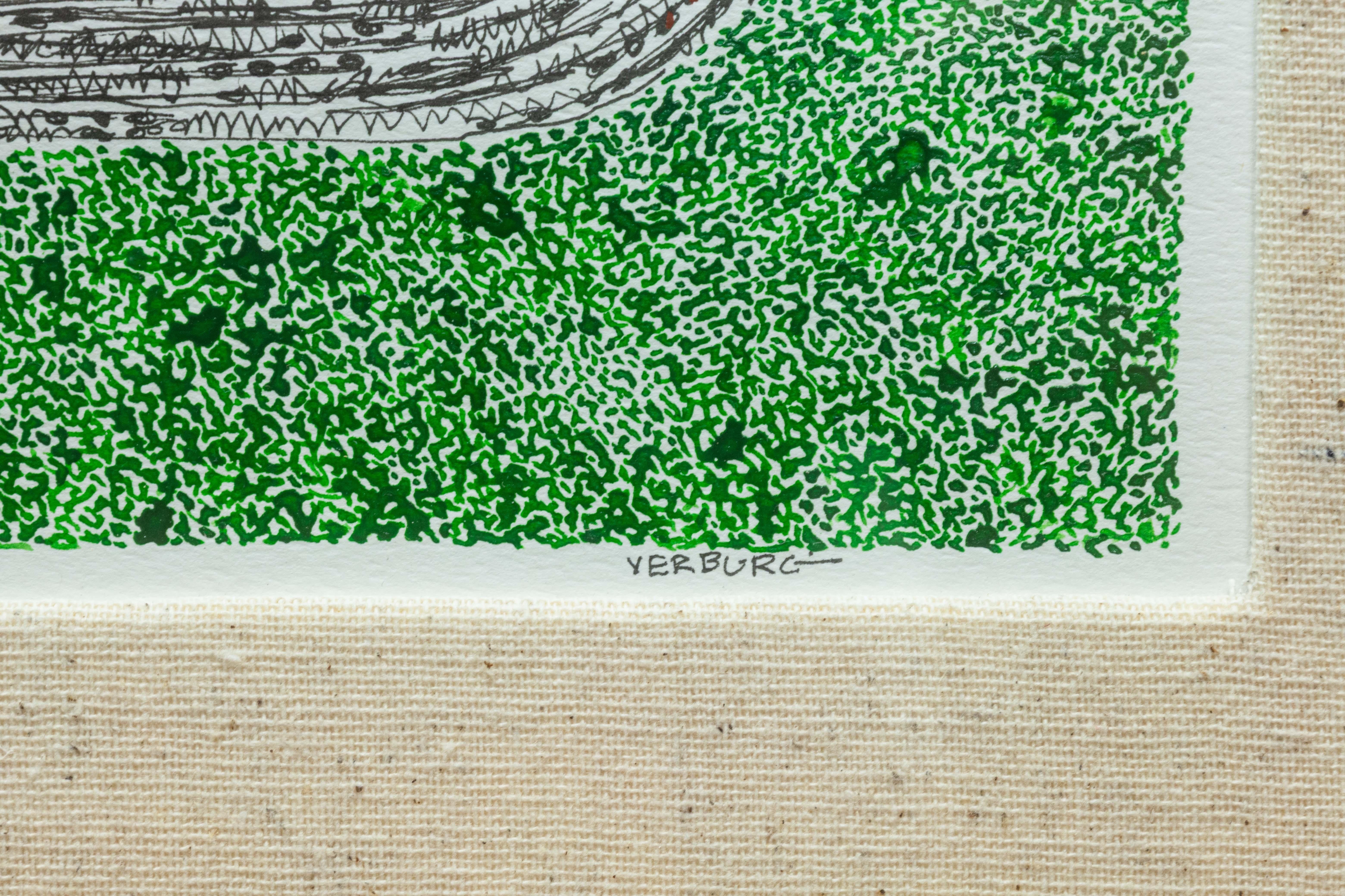 20th Century Paul VerBurg Untitled 36 Signed Contemporary Pen & Ink Over Acrylic Monoprint For Sale