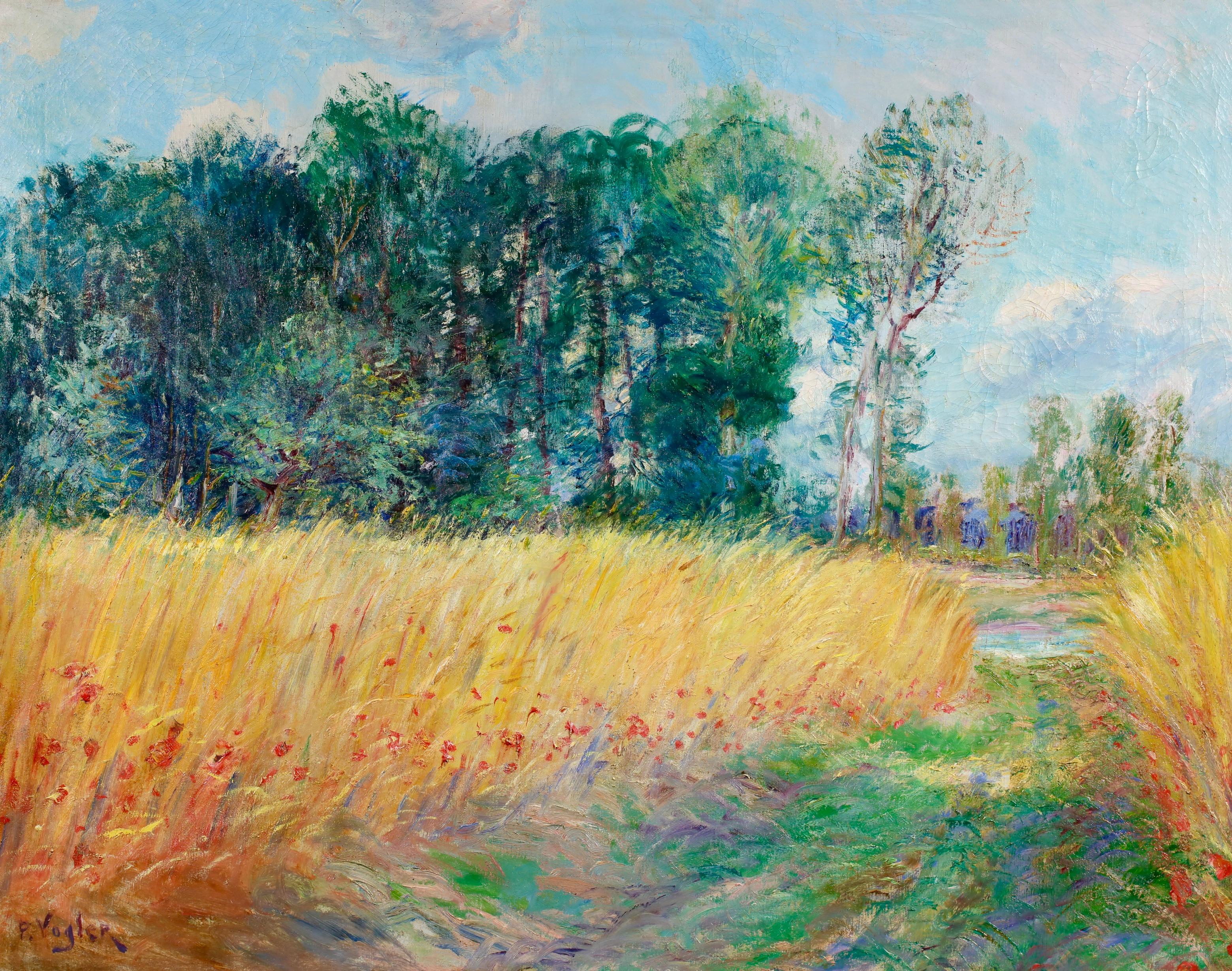 Chemin a travers champs - Paysage impressionniste peint à l'huile par Paul Vogler en vente 1