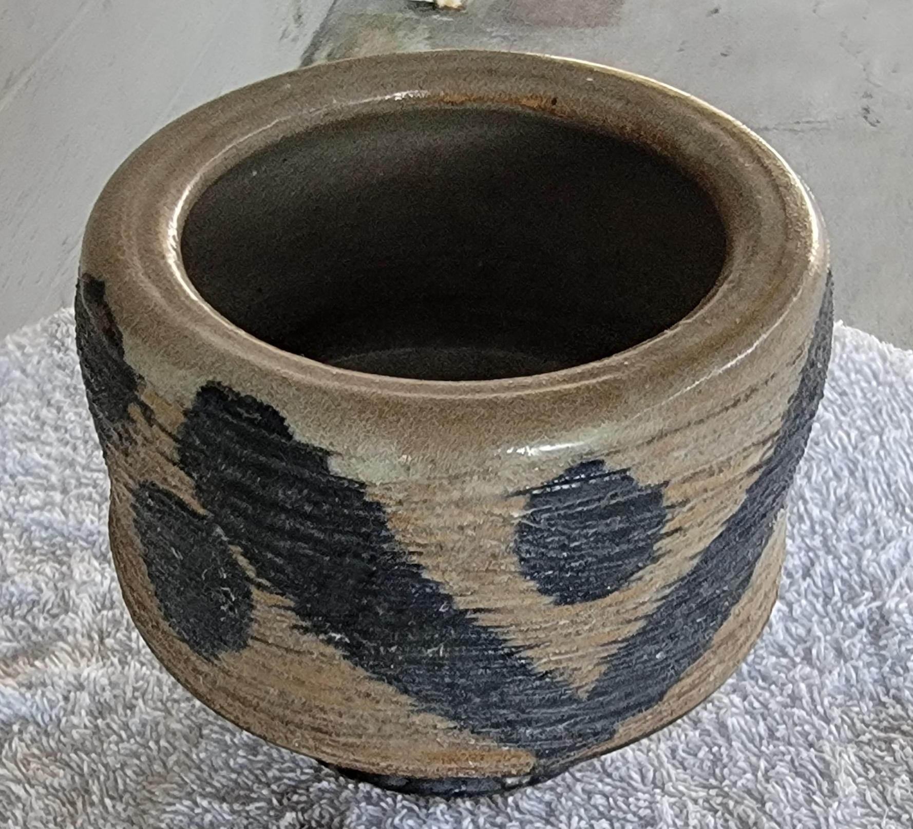 Brutalist Paul Volckening Abstract Expressionist Pottery Vase 1970's For Sale
