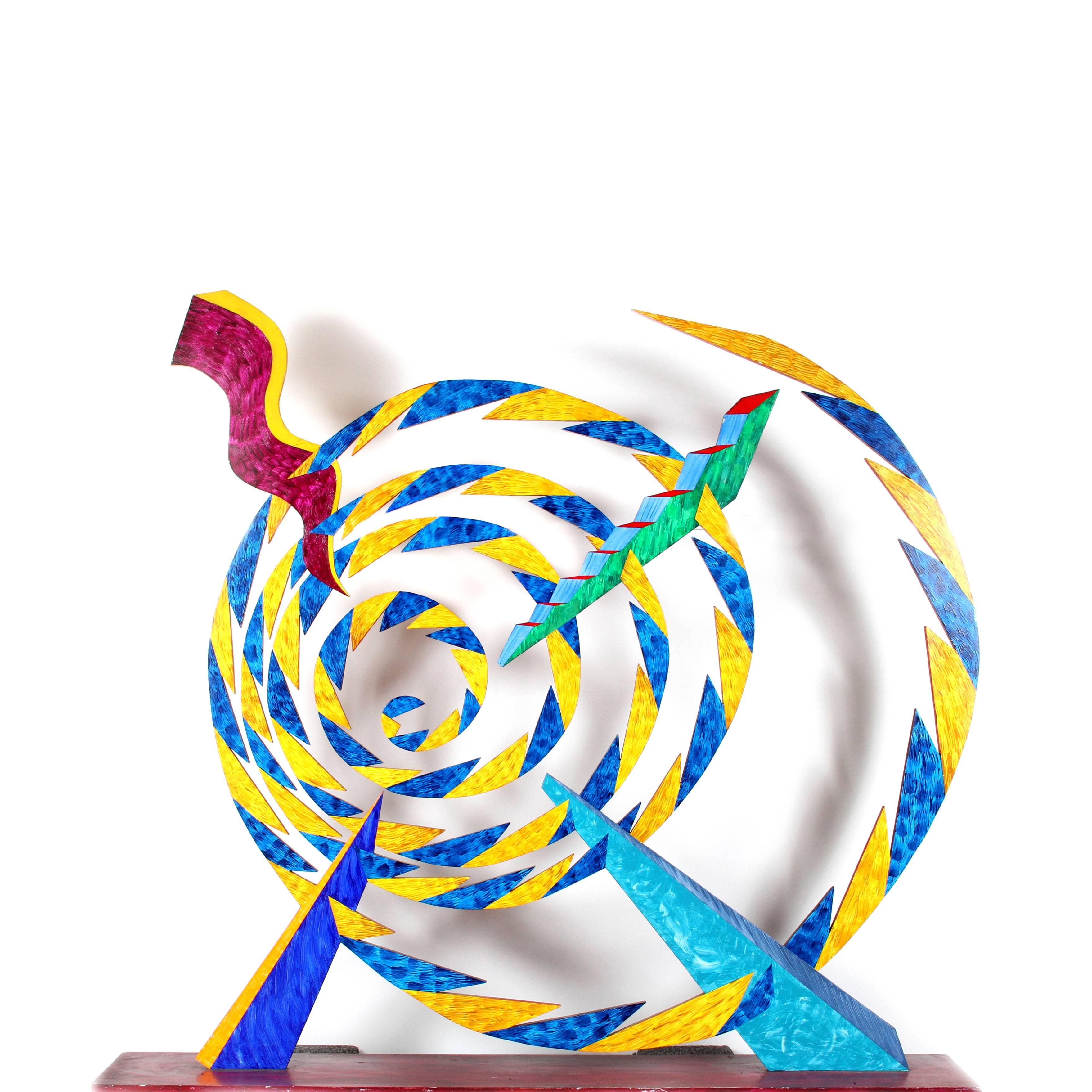 Spiralförmige, emaillierte Laserschliff-stahlskulptur von Von Ringelheim