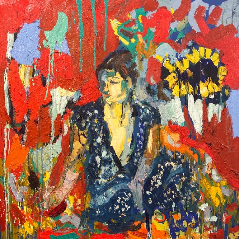 Paul Wadsworth Blue Sari And The Sunflower Contemporary