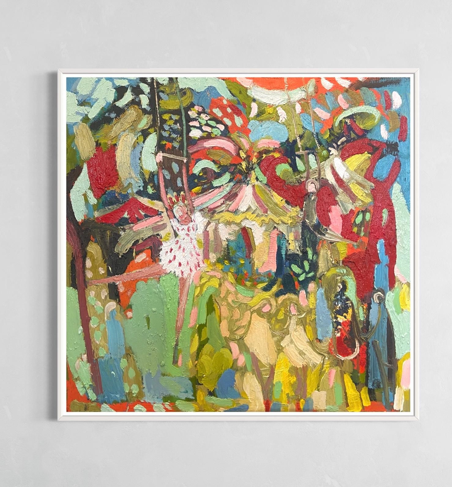 Il trapezio del circo: Pittura ad olio figurativa contemporanea - Painting di Paul wadsworth