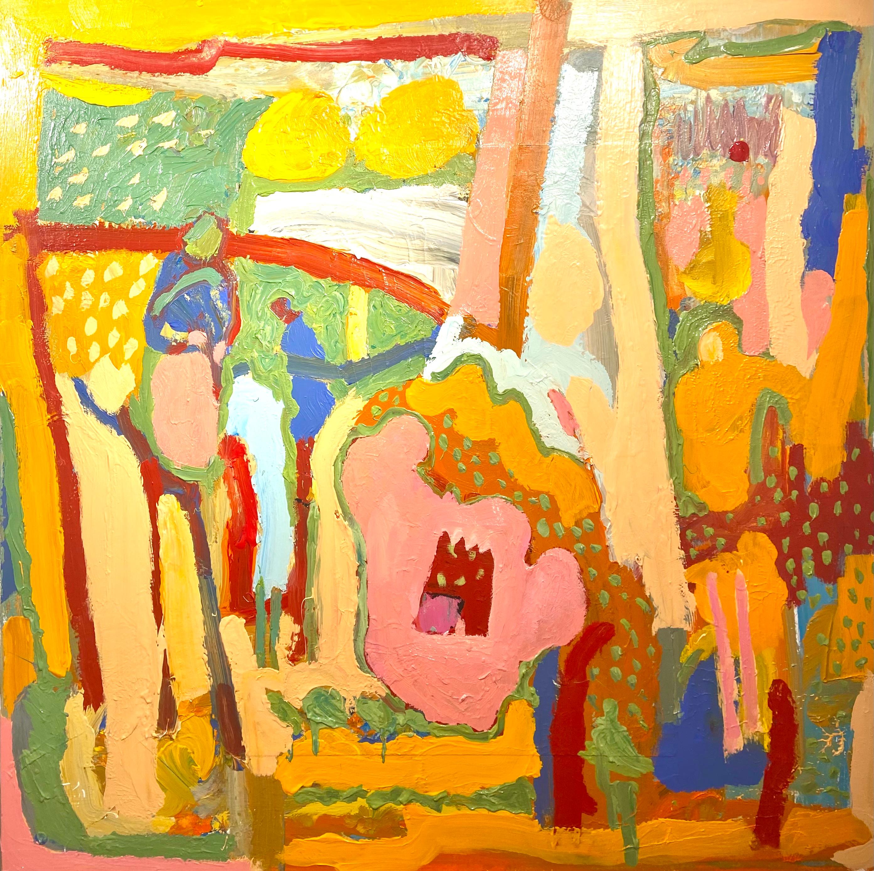 Paul wadsworth Figurative Painting - In The Gardens Of India. Large Abstract Expressionist Oil Painting