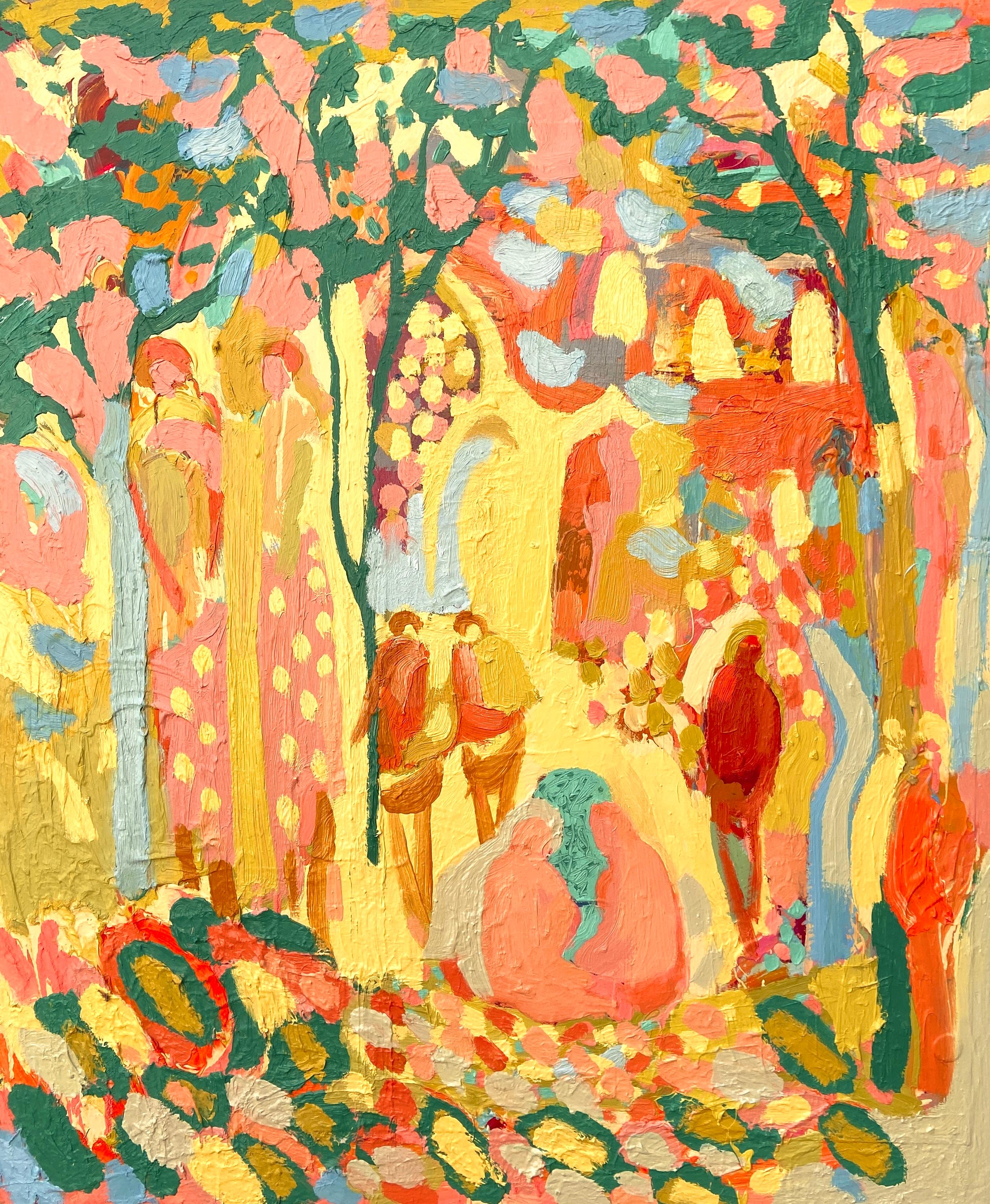 Paul wadsworth Figurative Painting - In The Park.  Contemporary Figurative Oil Painting