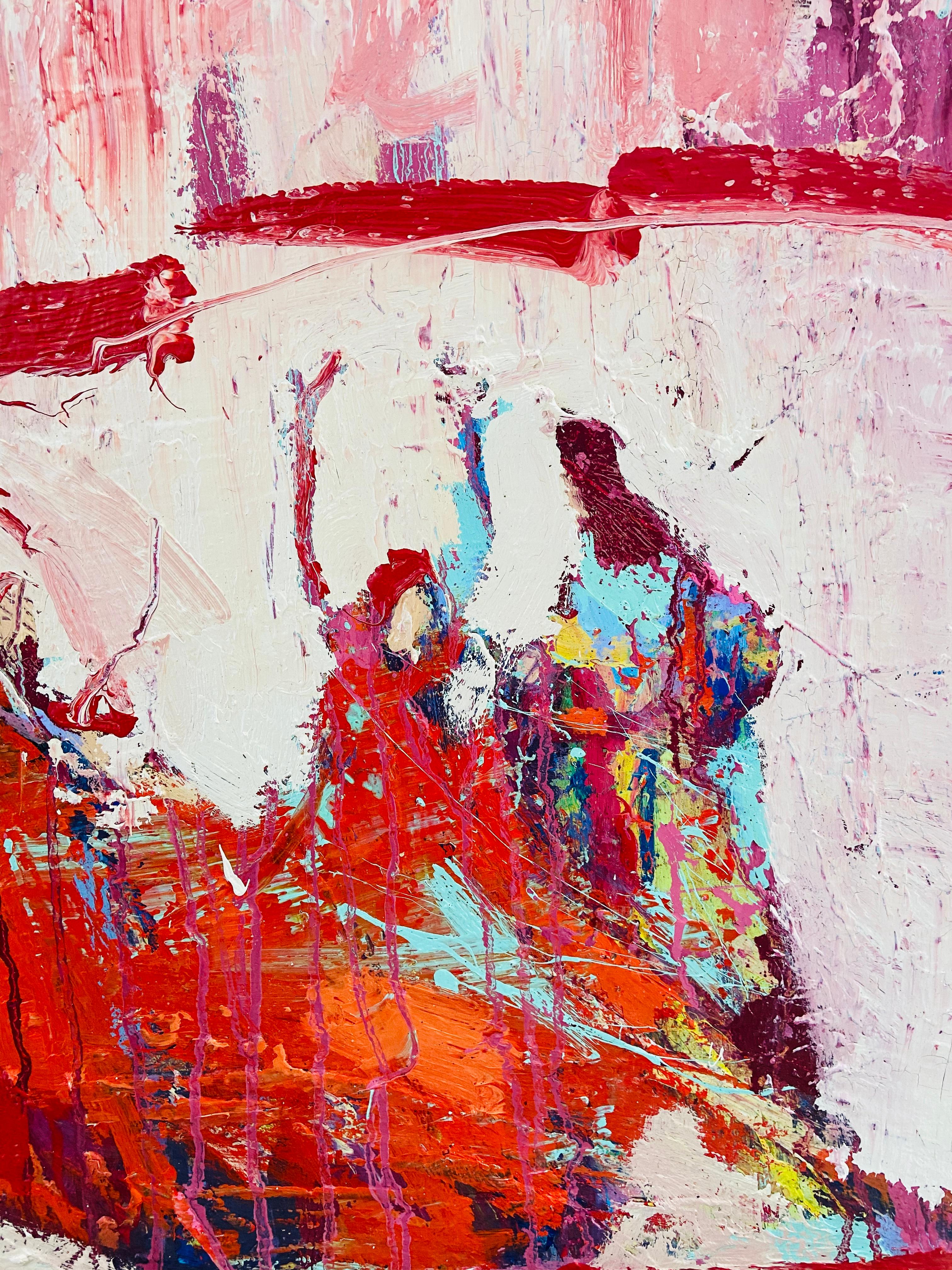 Circus indien.  Peinture à l'huile expressionniste abstraite contemporaine - Painting de Paul wadsworth