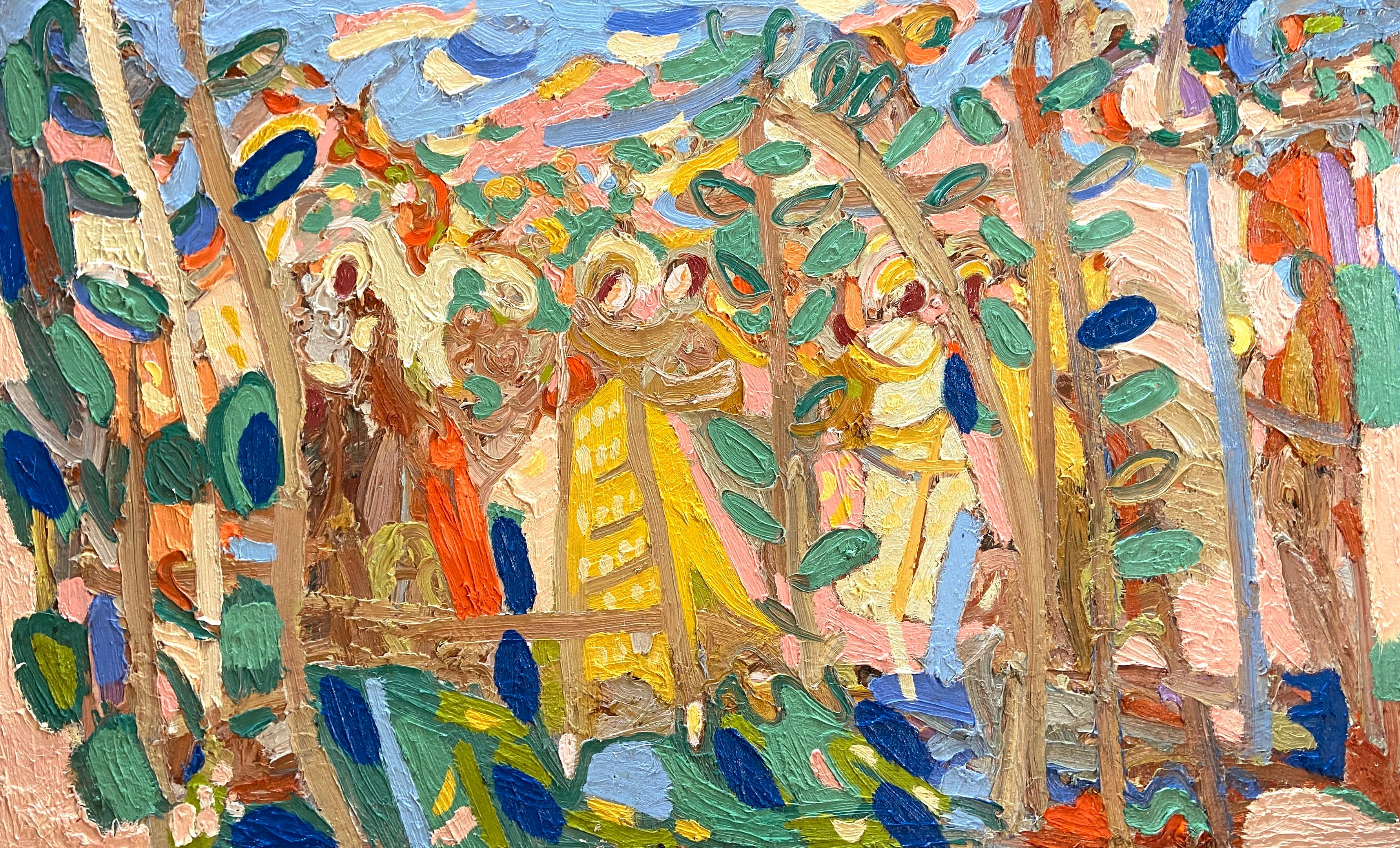 Indische Hochzeitstänzer.  Zeitgenössisches figuratives Ölgemälde