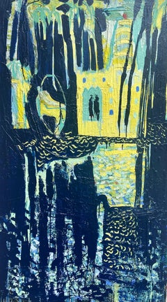 Kerala Boat Ride. Large Abstract Expressionist Oil Painting