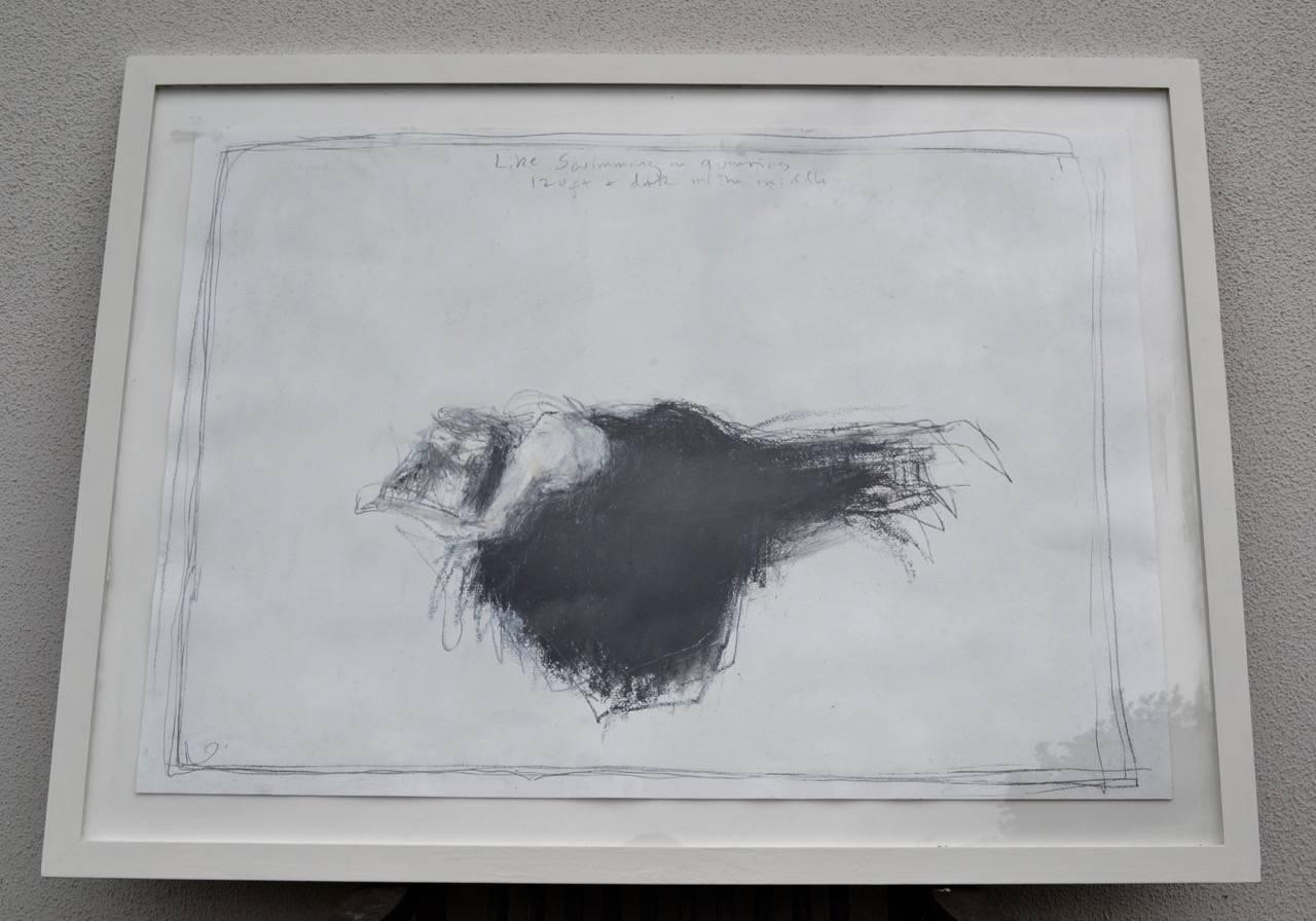 Wie beim Swimming In A Quarry. Zeitgenössische figürliche Zeichnung (Grau), Figurative Art, von Paul wadsworth